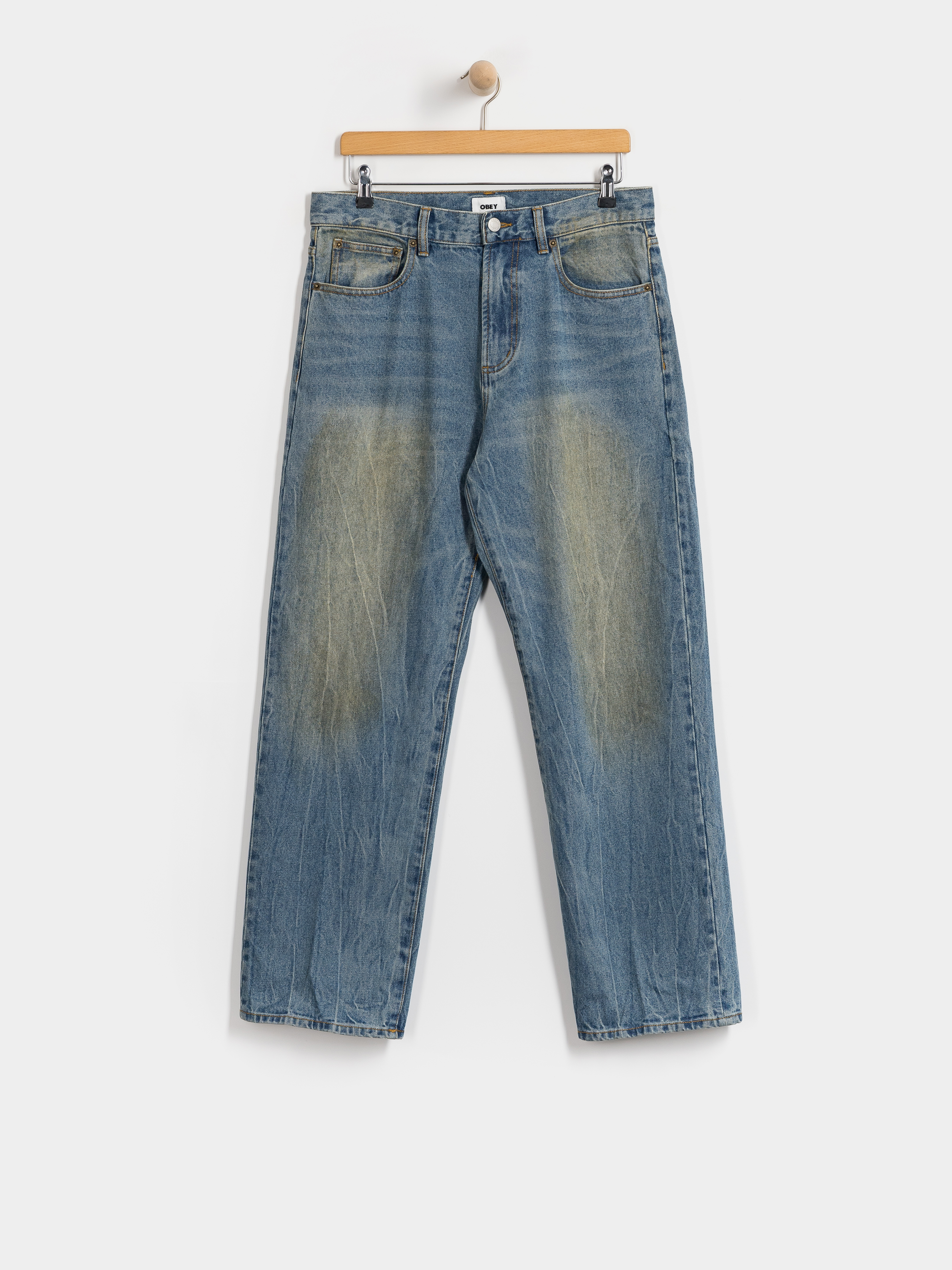 Kalhoty OBEY Nelson Straight Denim (garage wash indigo)