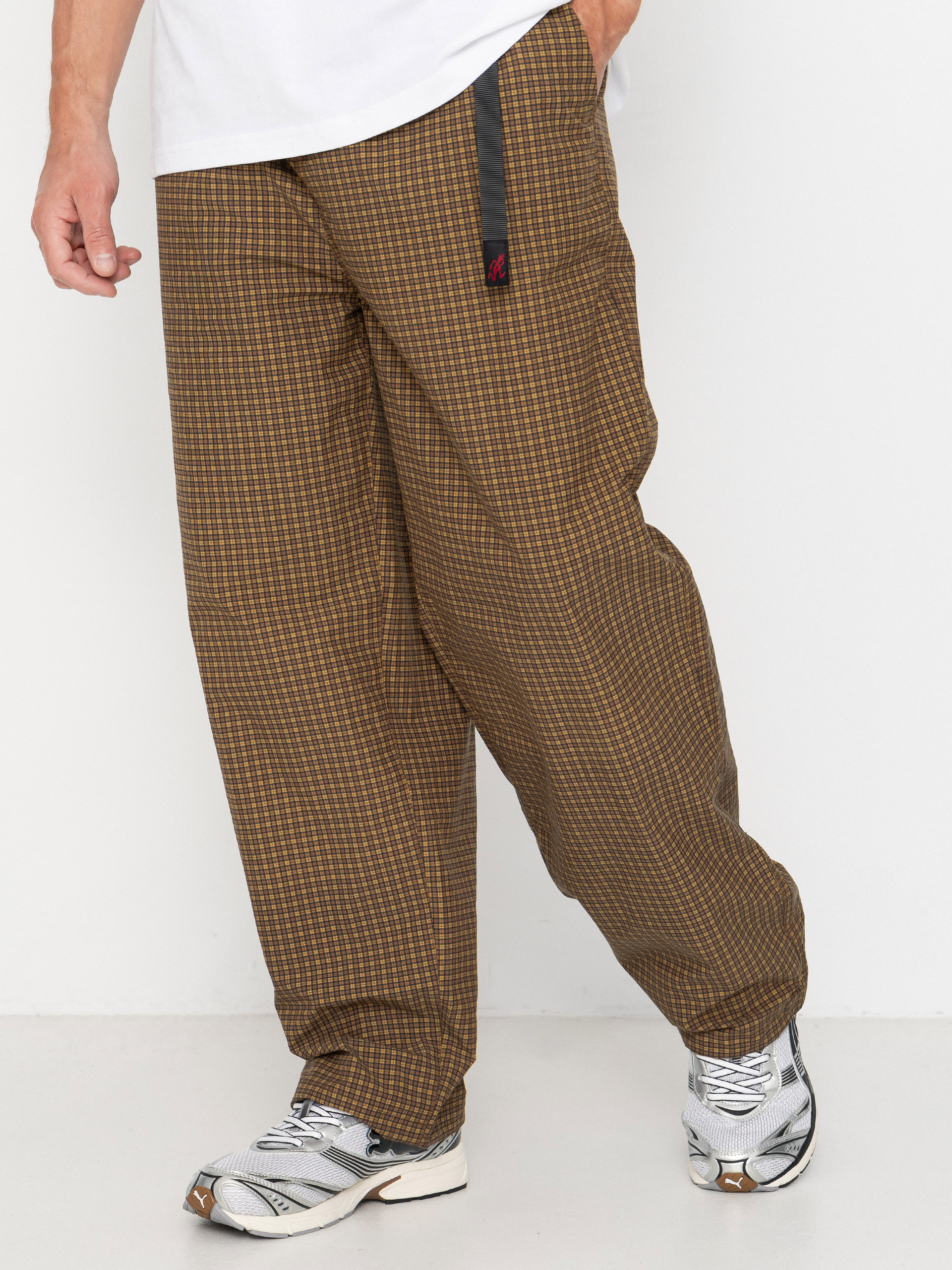 Kalhoty Gramicci Mini Check Nylon Pant (brown check)