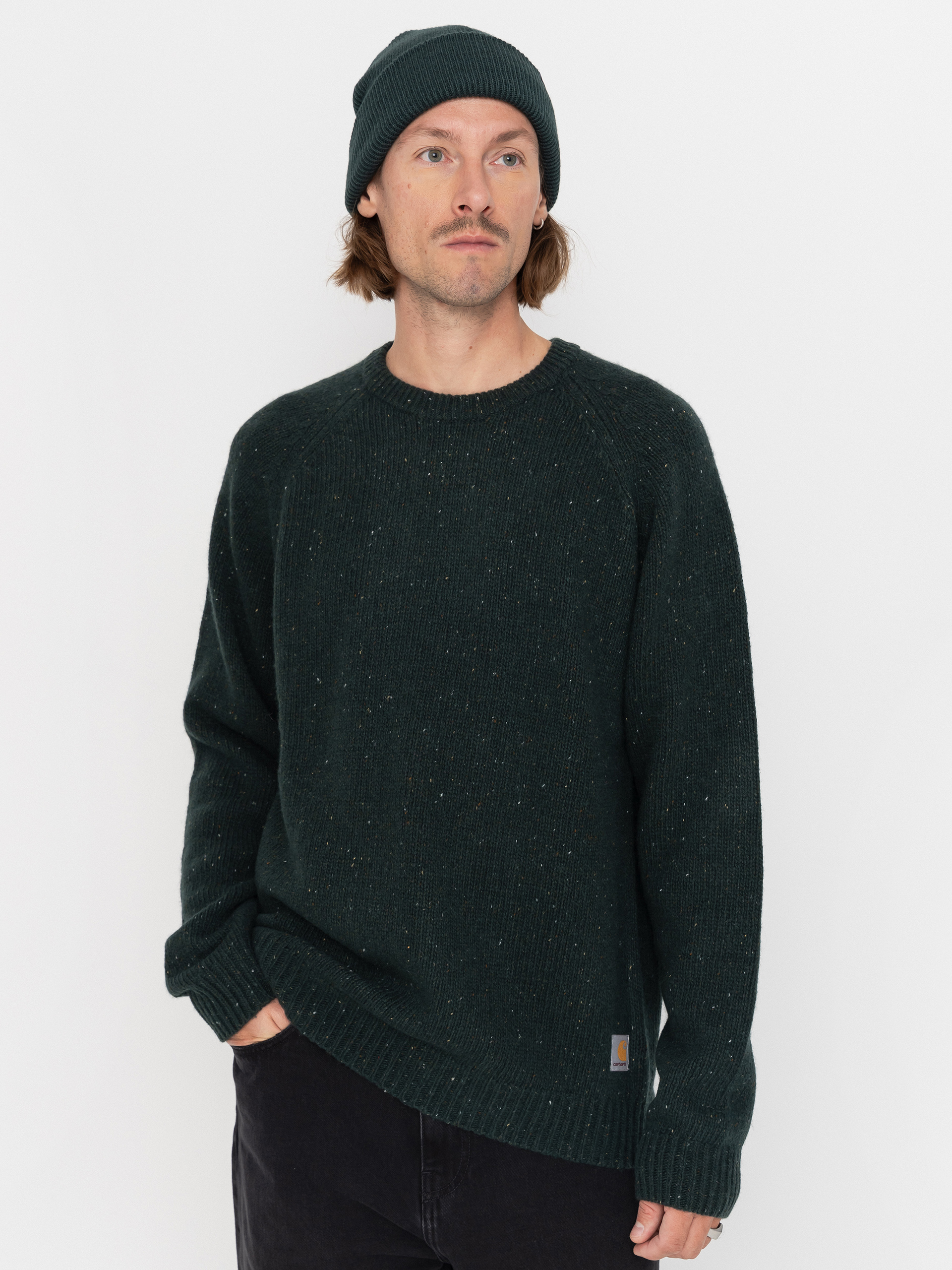 Svetr Carhartt WIP Anglistic (speckled dark scarab)