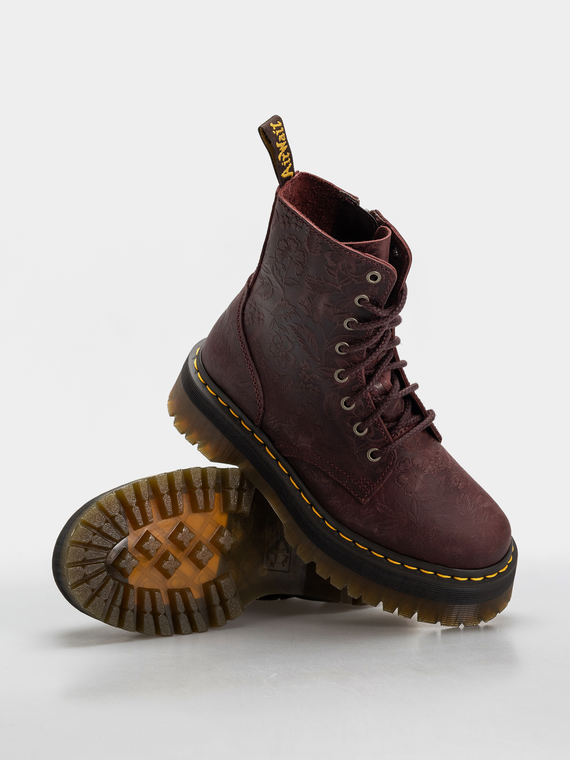 Boty Dr. Martens Jadon Emboss Floral Wmn (cherry red)