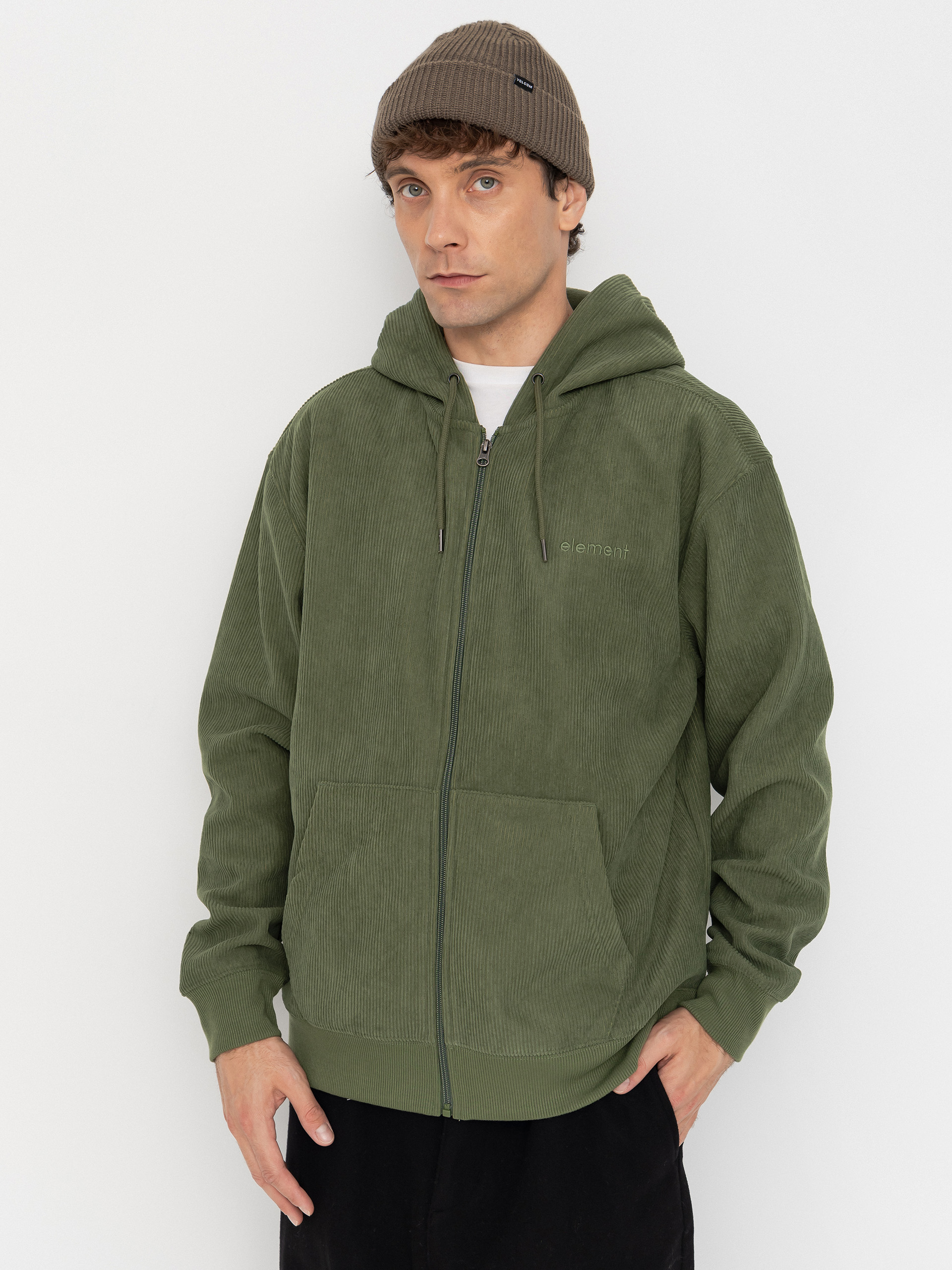 Mikina s kapucu00ed Element Lowcase Corduroy ZHD (bronze green)