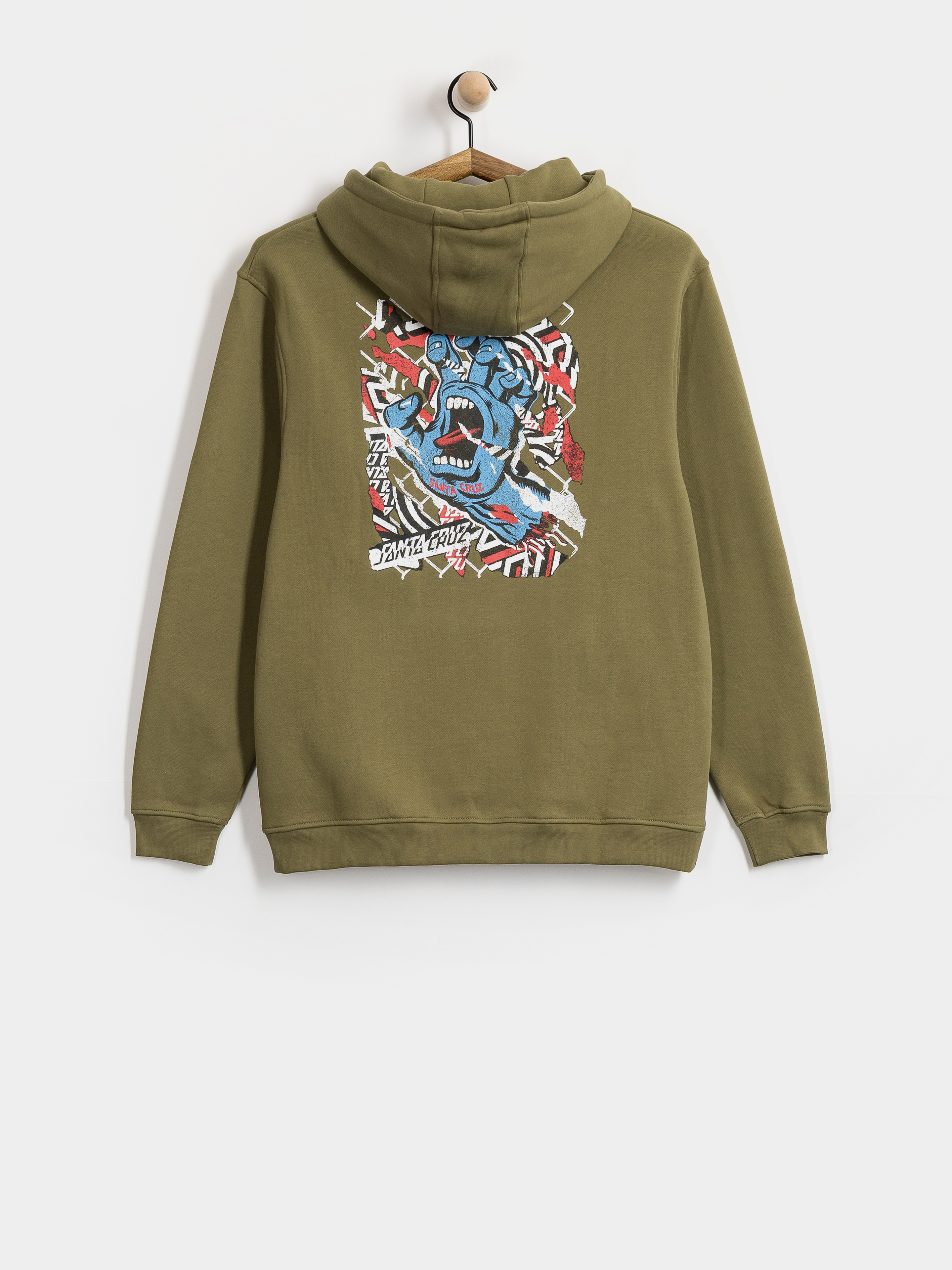 Mikina s kapucí Santa Cruz Damaged Hand HD (deep olive)