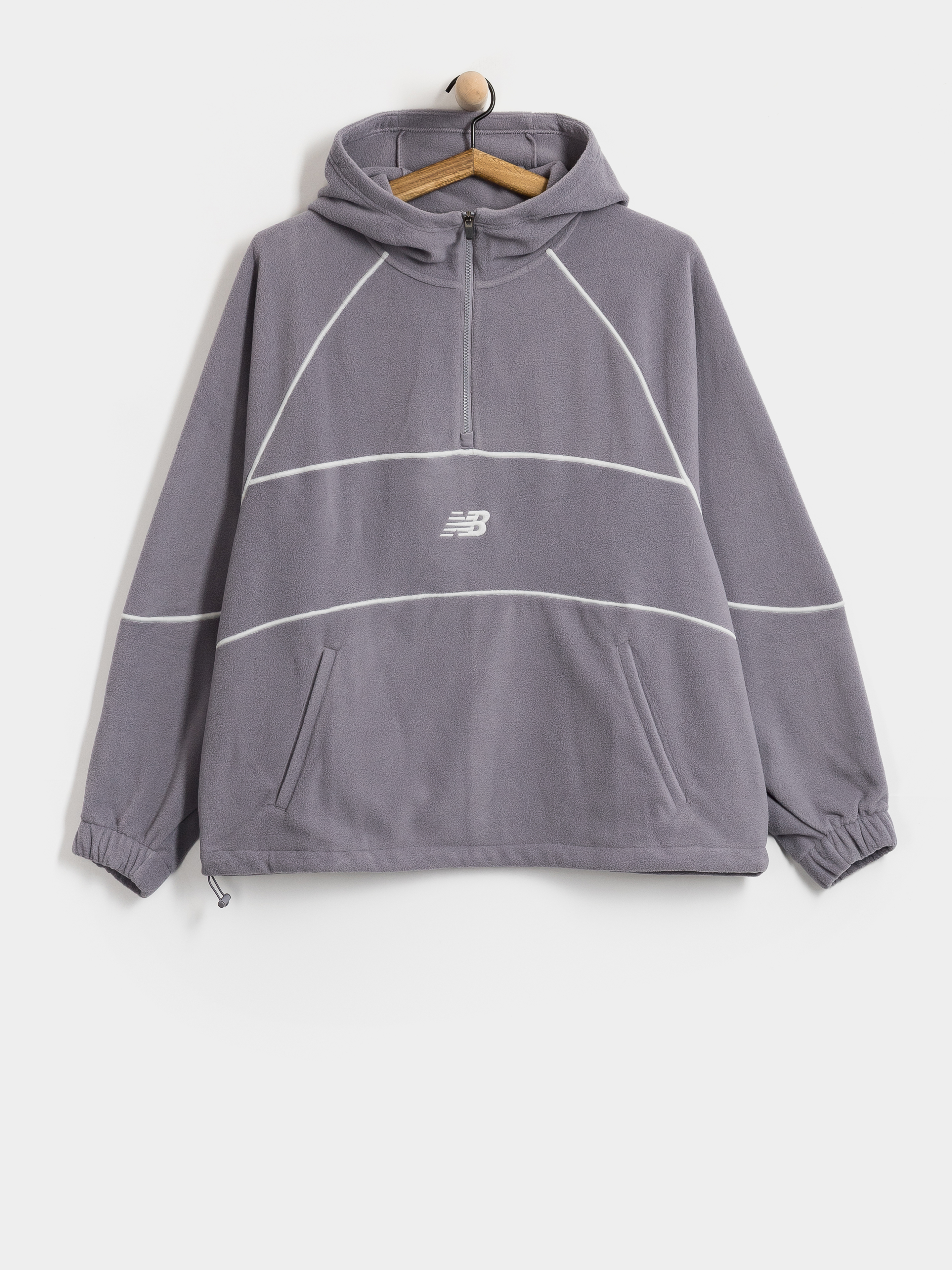 Mikina s kapucí New Balance Trackside Polar Fleece HD (off line grey)