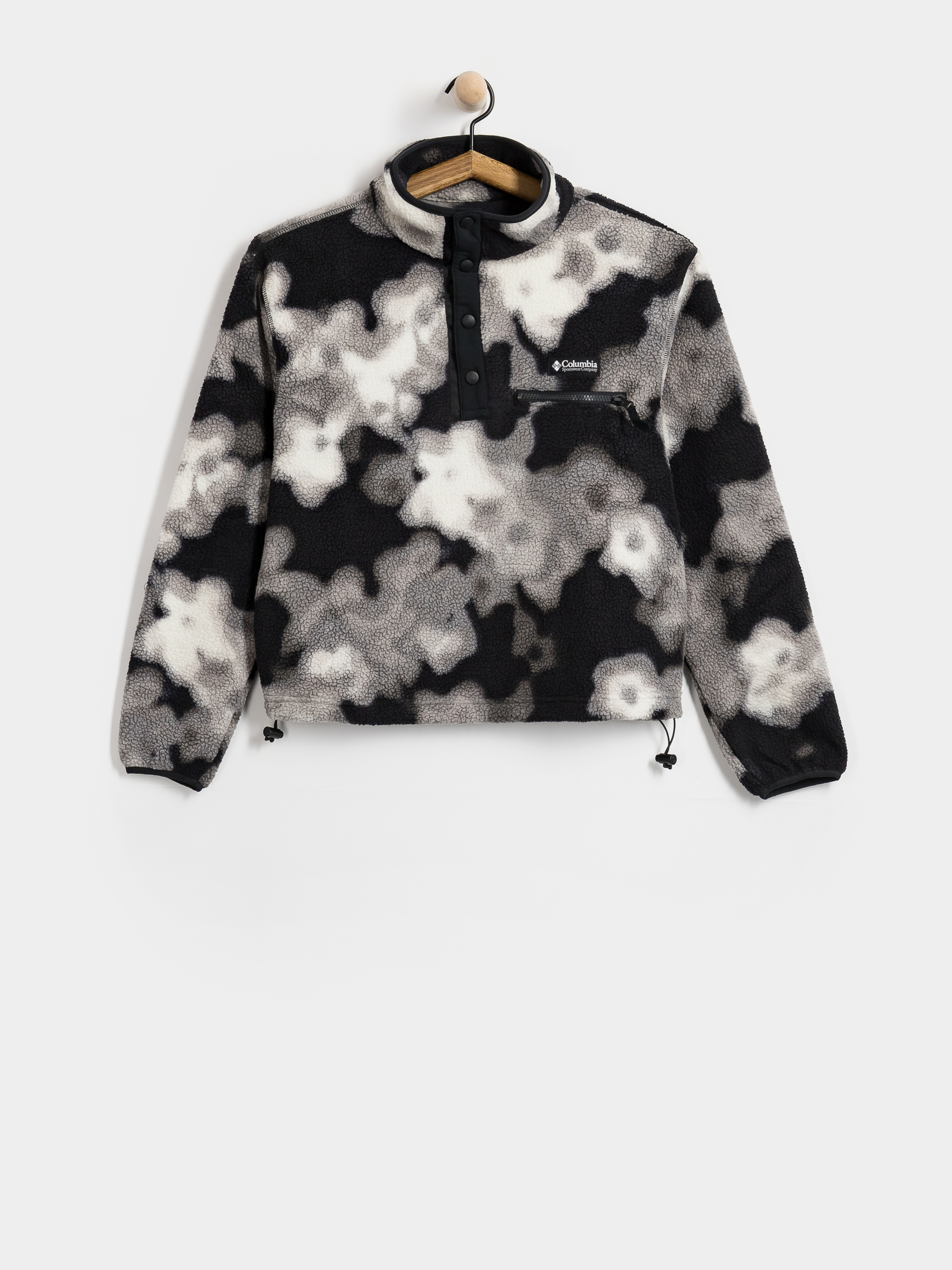 Fleecová mikina Columbia Helvetia II Printed Cropped Half Snap Wmn (black/dyeflowe)