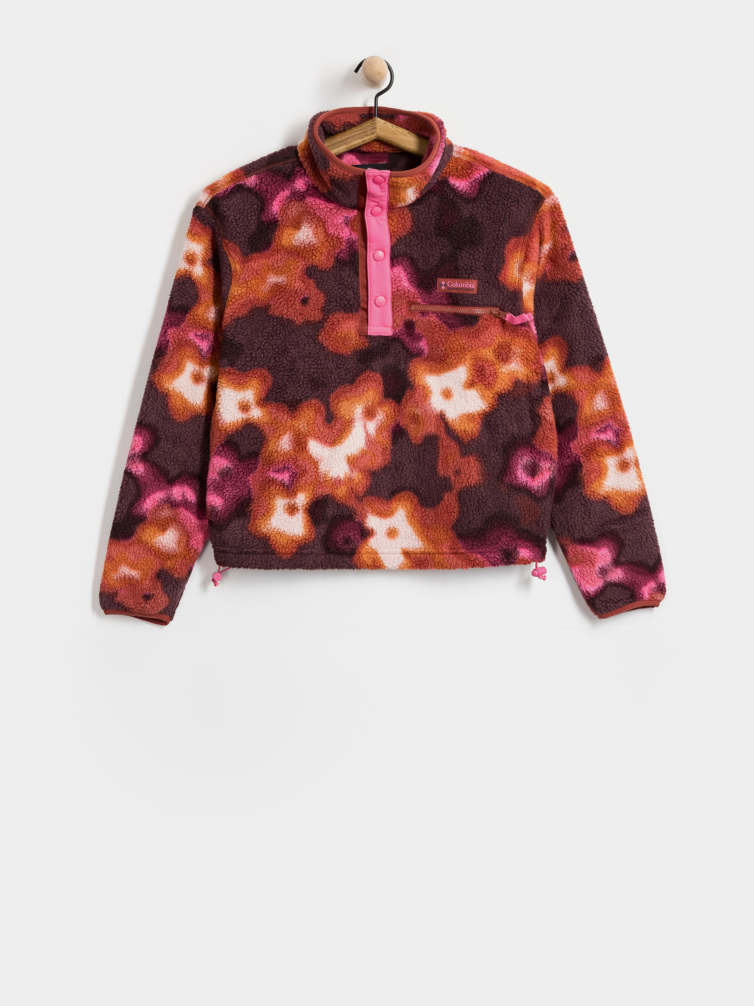 Fleecová mikina Columbia Helvetia II Printed Cropped Half Snap Wmn (red oxide/dyef)