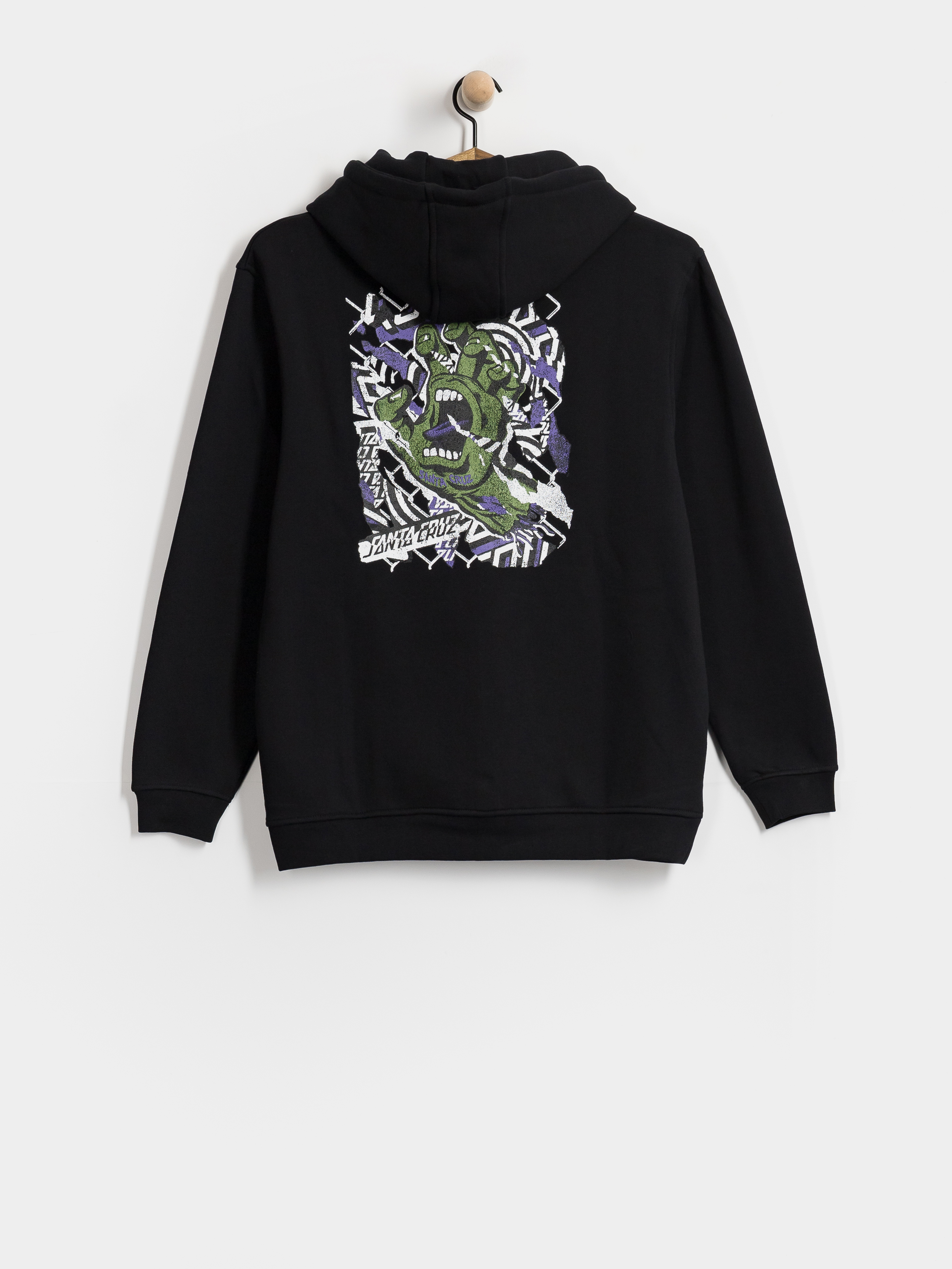 Mikina s kapucí Santa Cruz Damaged Hand HD (black)