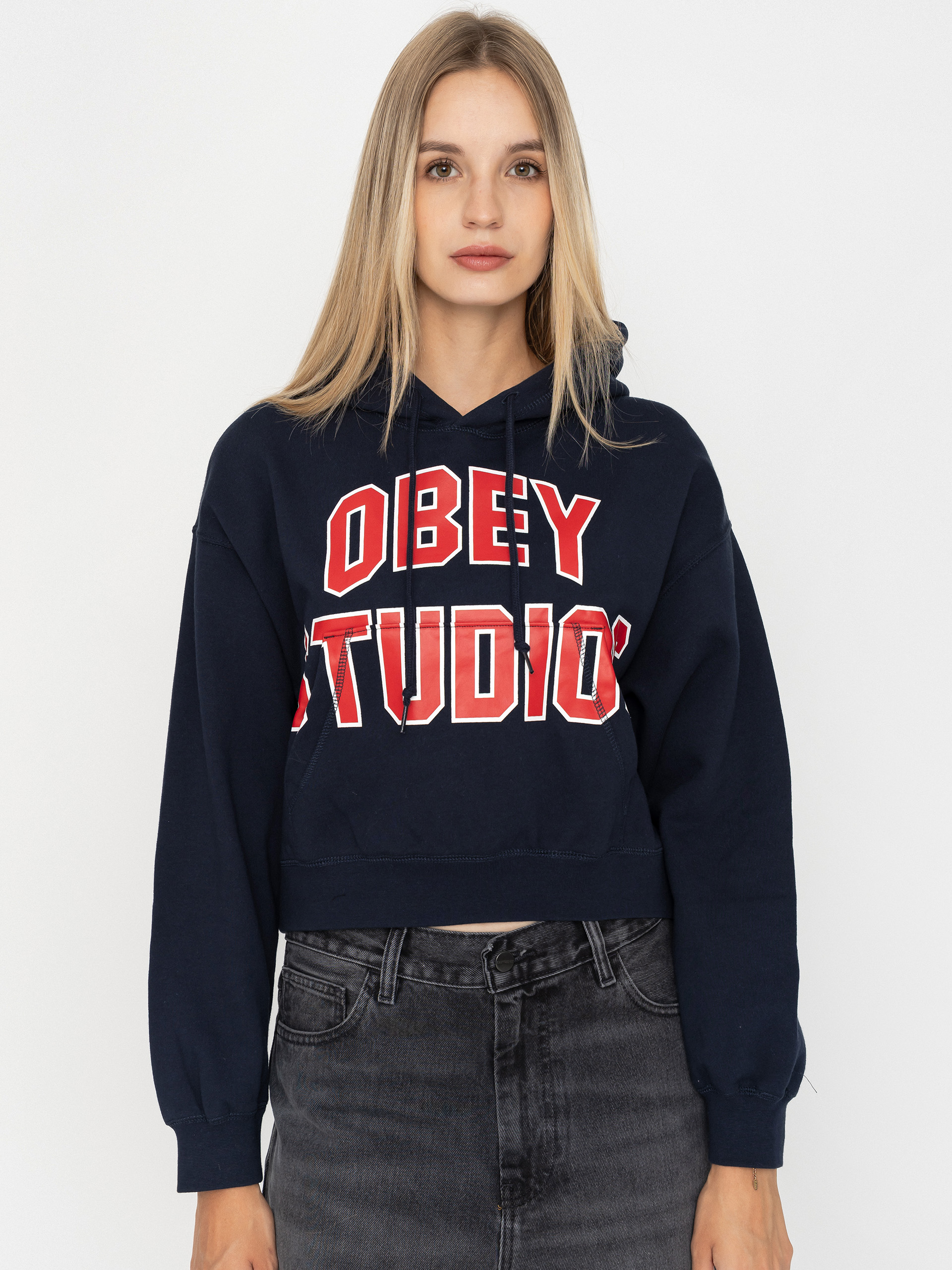 Mikina s kapucí OBEY Studios Collegiate HD Wmn