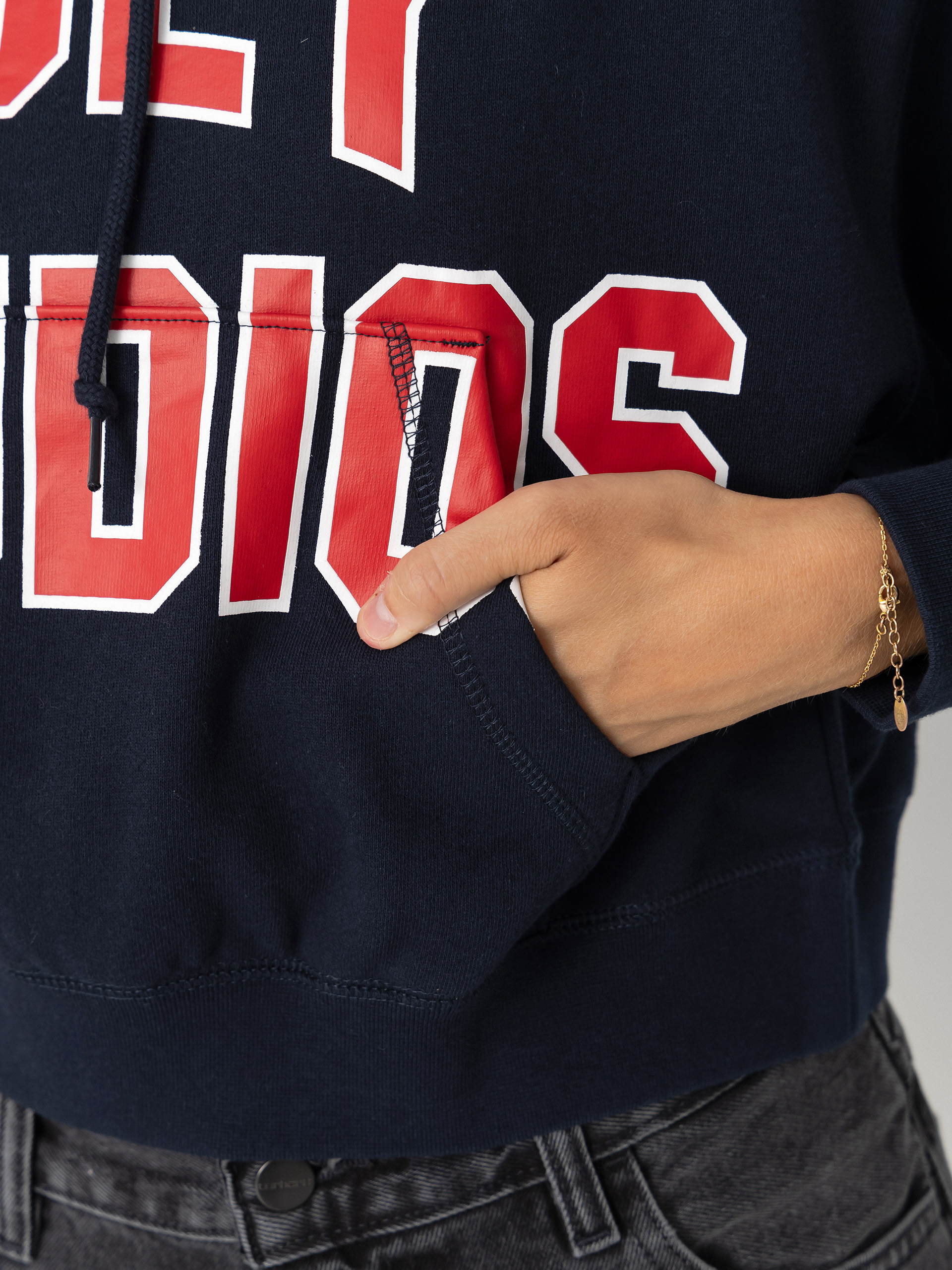 Mikina s kapucí OBEY Studios Collegiate HD Wmn (dark navy)