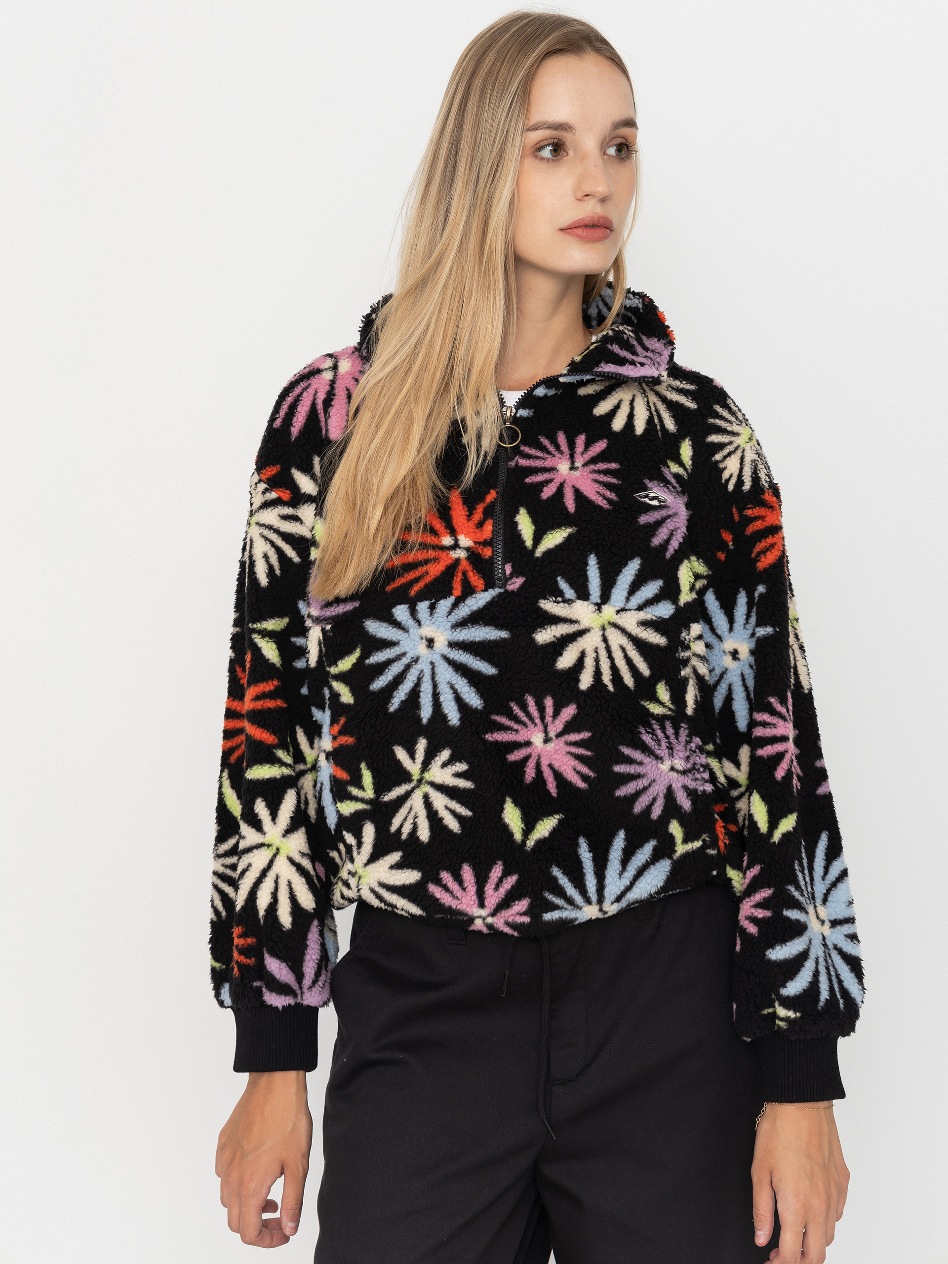 Fleecovu00e1 mikina Billabong Time Off Wmn (black pebble)