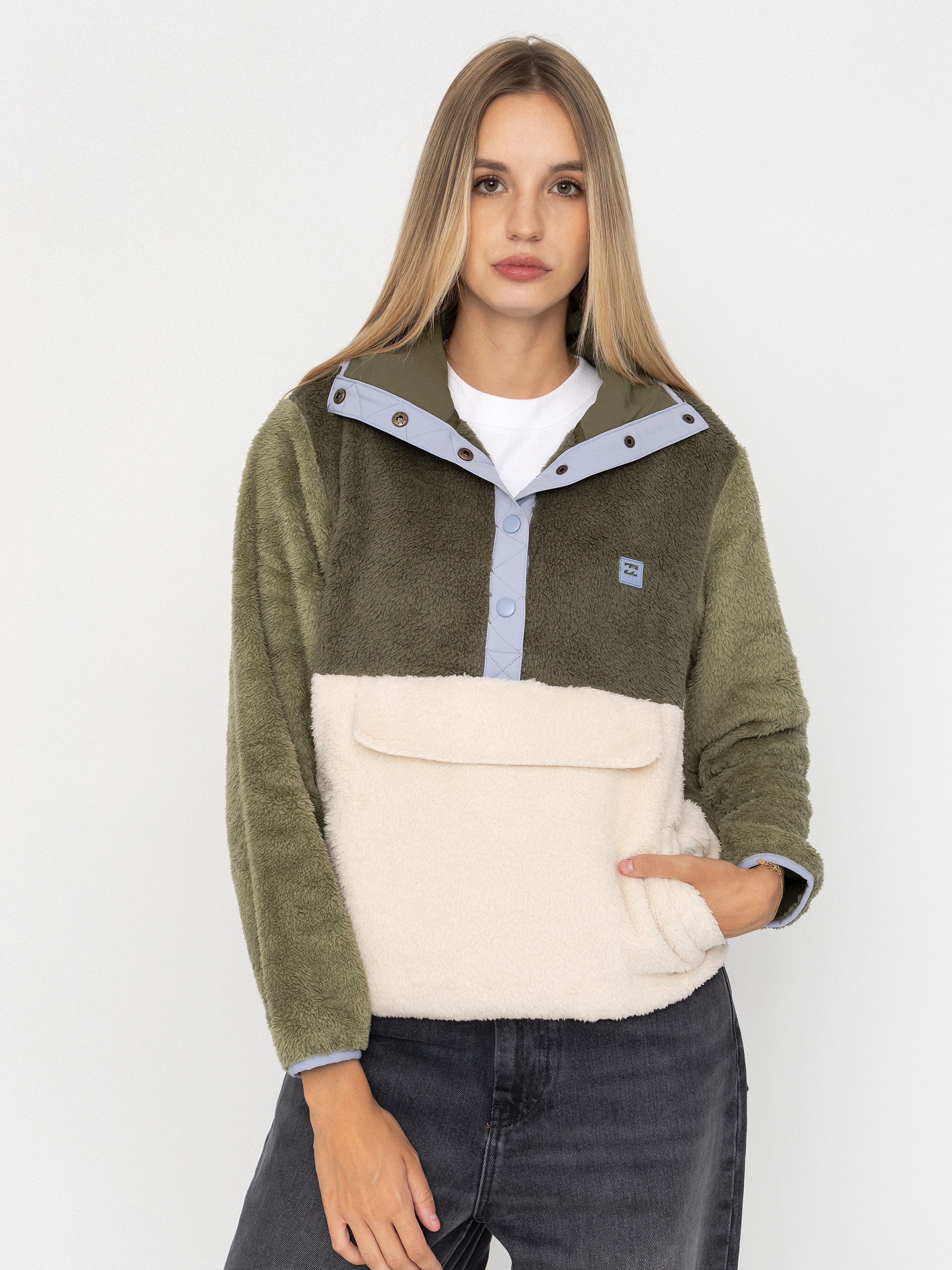 Fleecovu00e1 mikina Billabong Switchback Pullover Wmn (white cap)