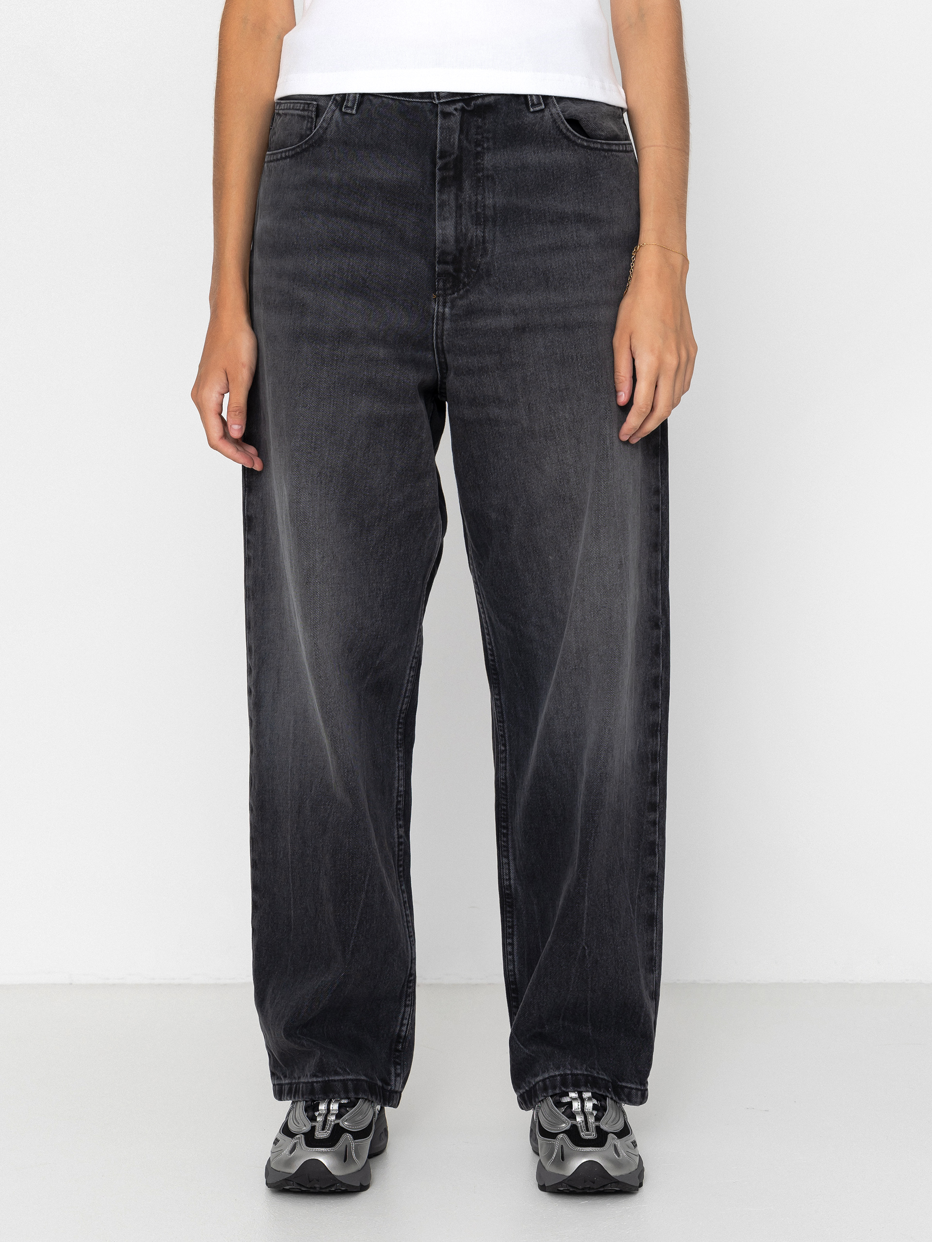 Kalhoty Carhartt WIP Brandon Wmn (black/marble used wash)