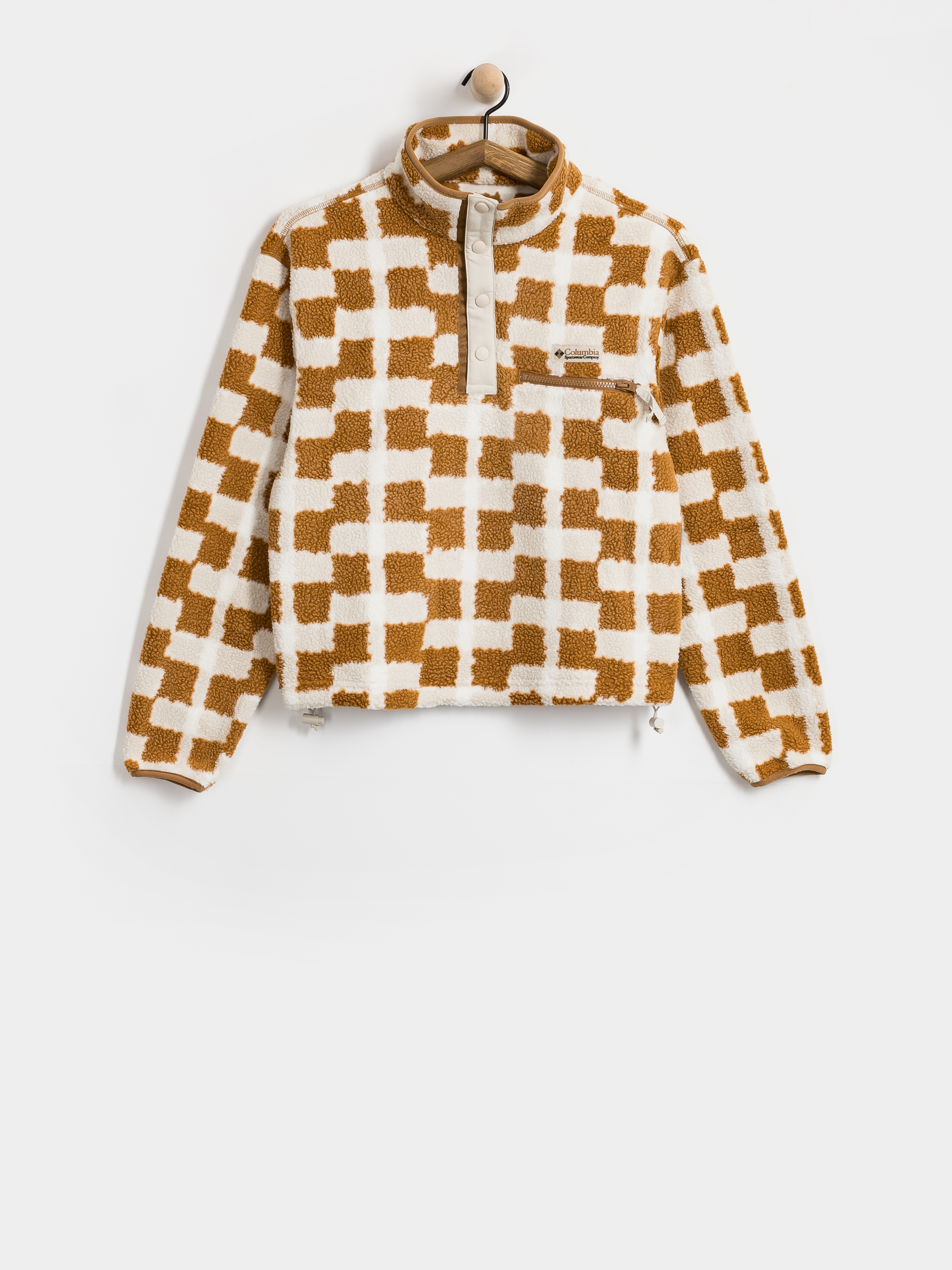 Fleecová mikina Columbia Helvetia II Printed Cropped Half Snap Wmn (camel brown/geostack)