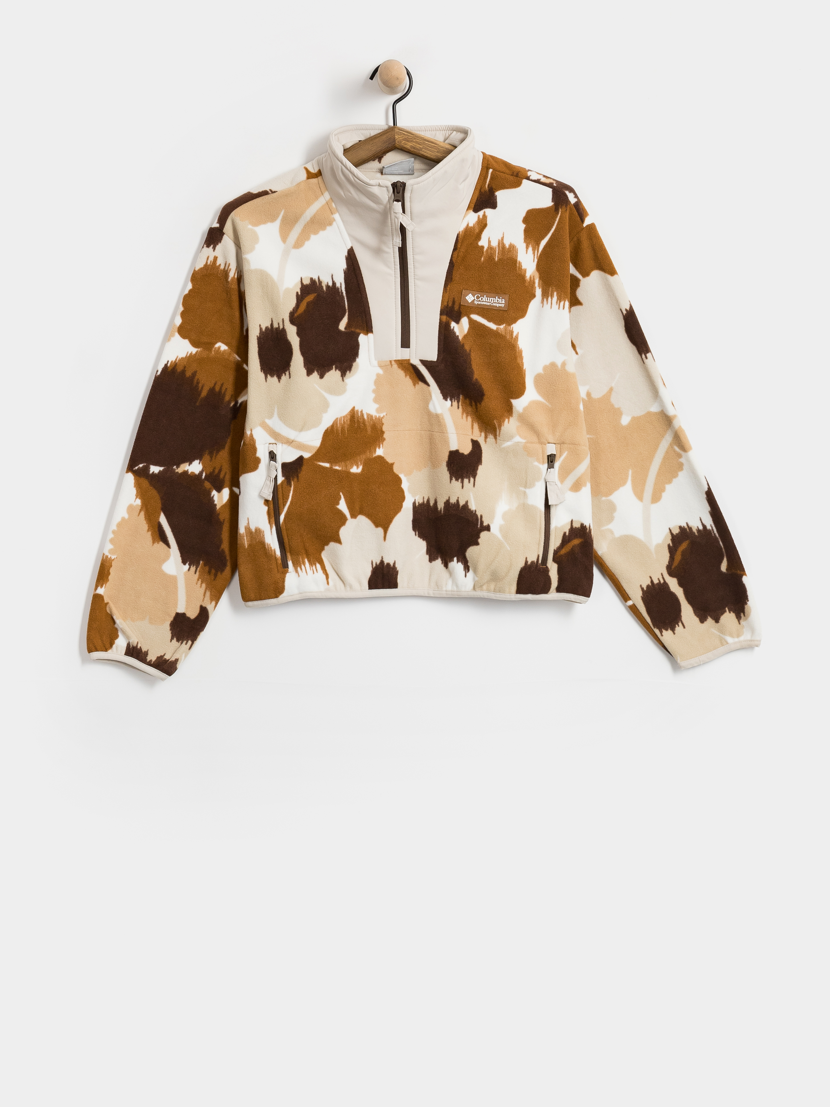 Fleecovu00e1 mikina Columbia Sequoia Grove II Printed Half Zip Wmn (camel brown ikatbloom)