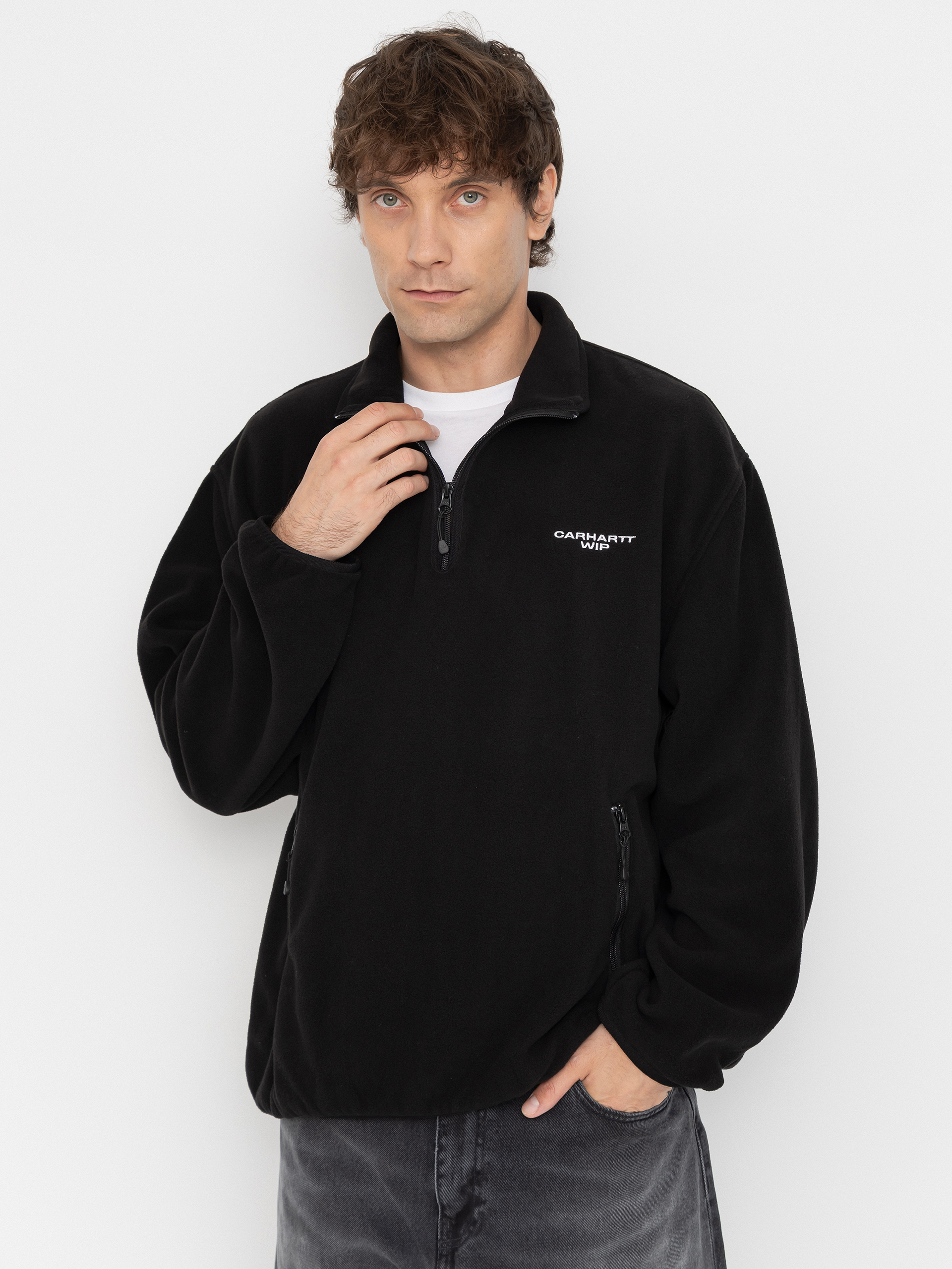 Fleecová mikina Carhartt WIP Edmore Half Zip (black/white)