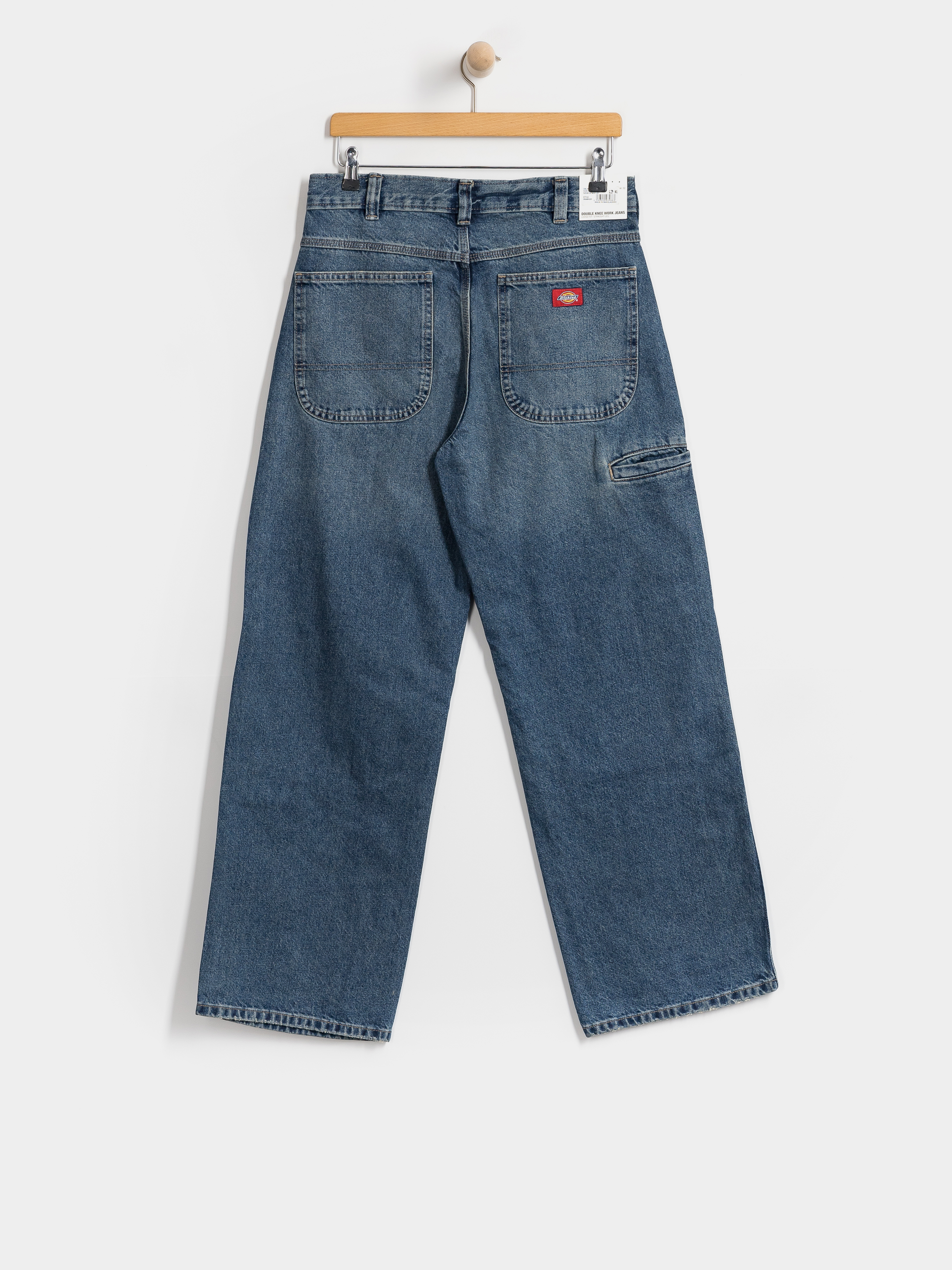 Kalhoty Dickies Double Knee Loose Straight Jeans (mid blue fade wash)