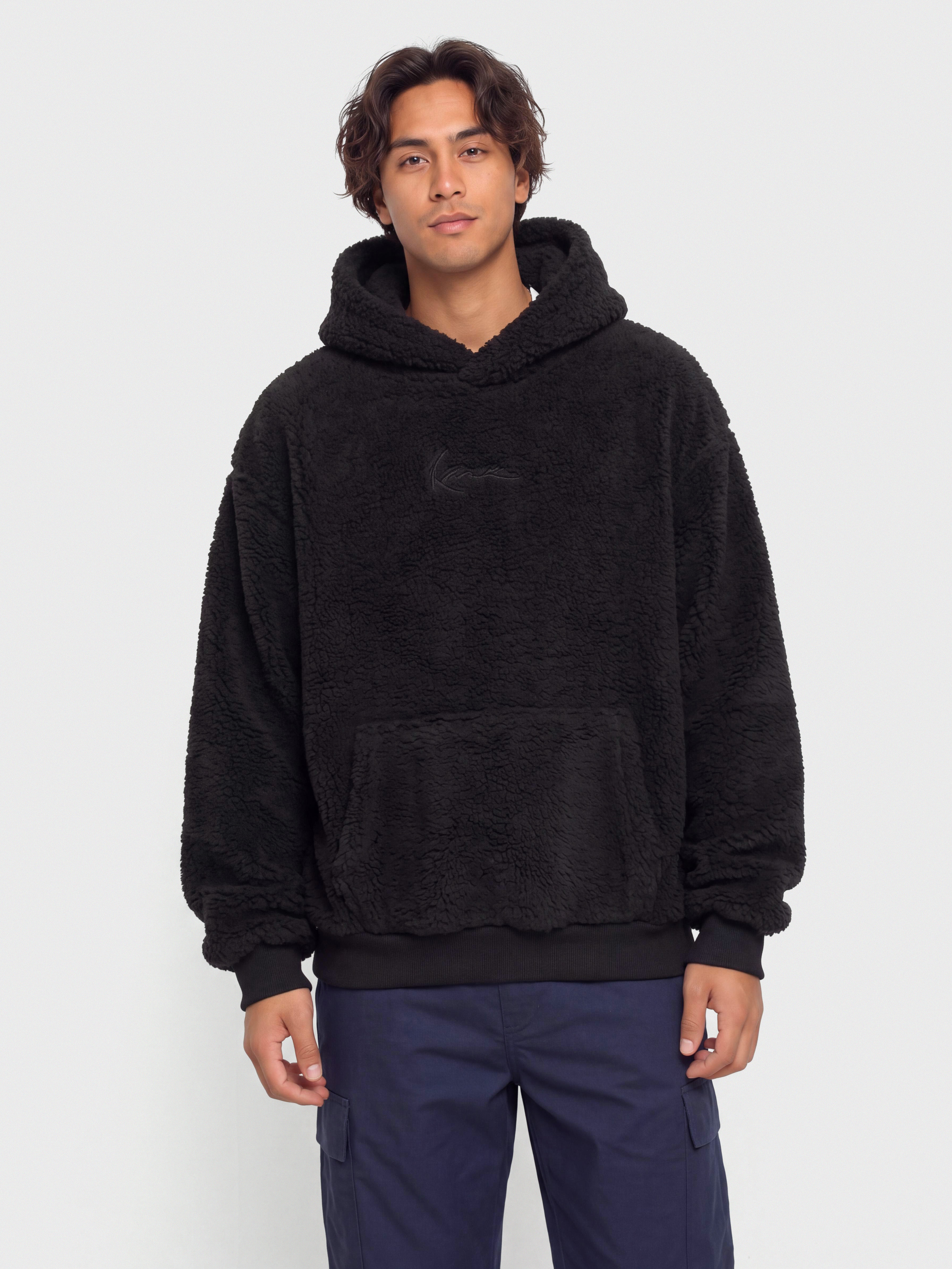 Mikina s kapucu00ed Karl Kani Signature Essential Teddy OS HD (black)