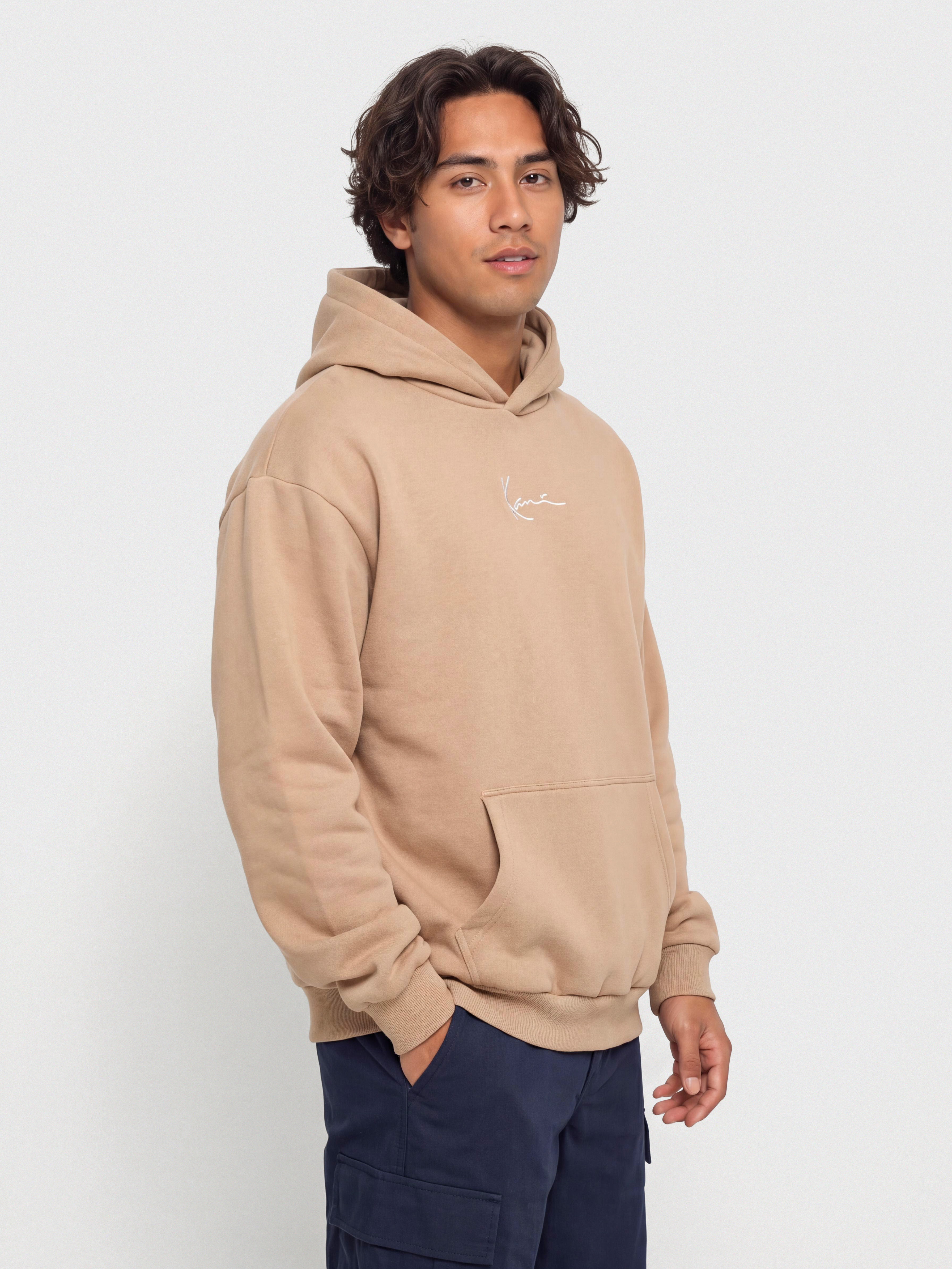 Mikina s kapucí Karl Kani Small Signature Essential OS HD (taupe)