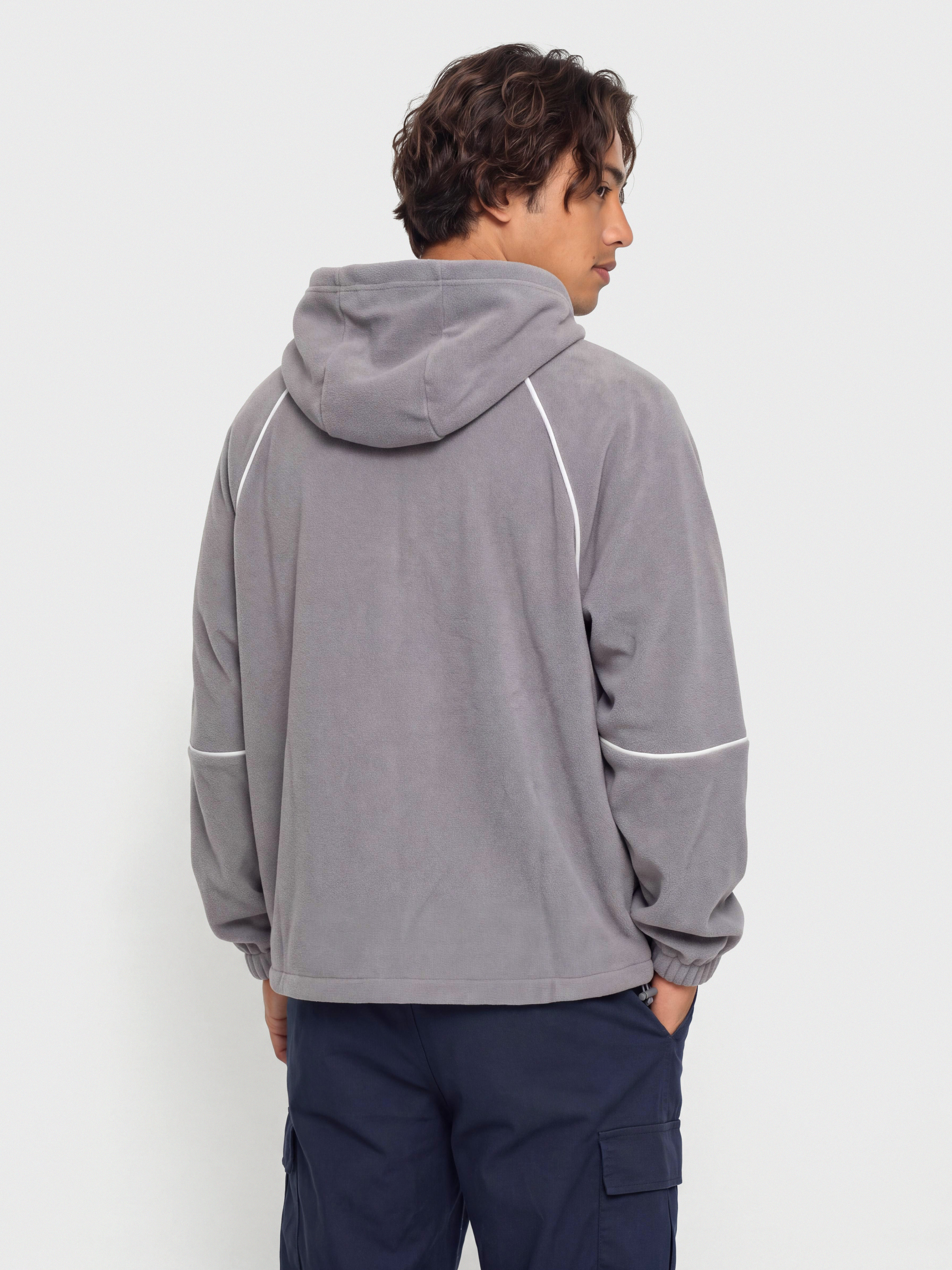 Mikina s kapucí New Balance Trackside Polar Fleece HD (off line grey)