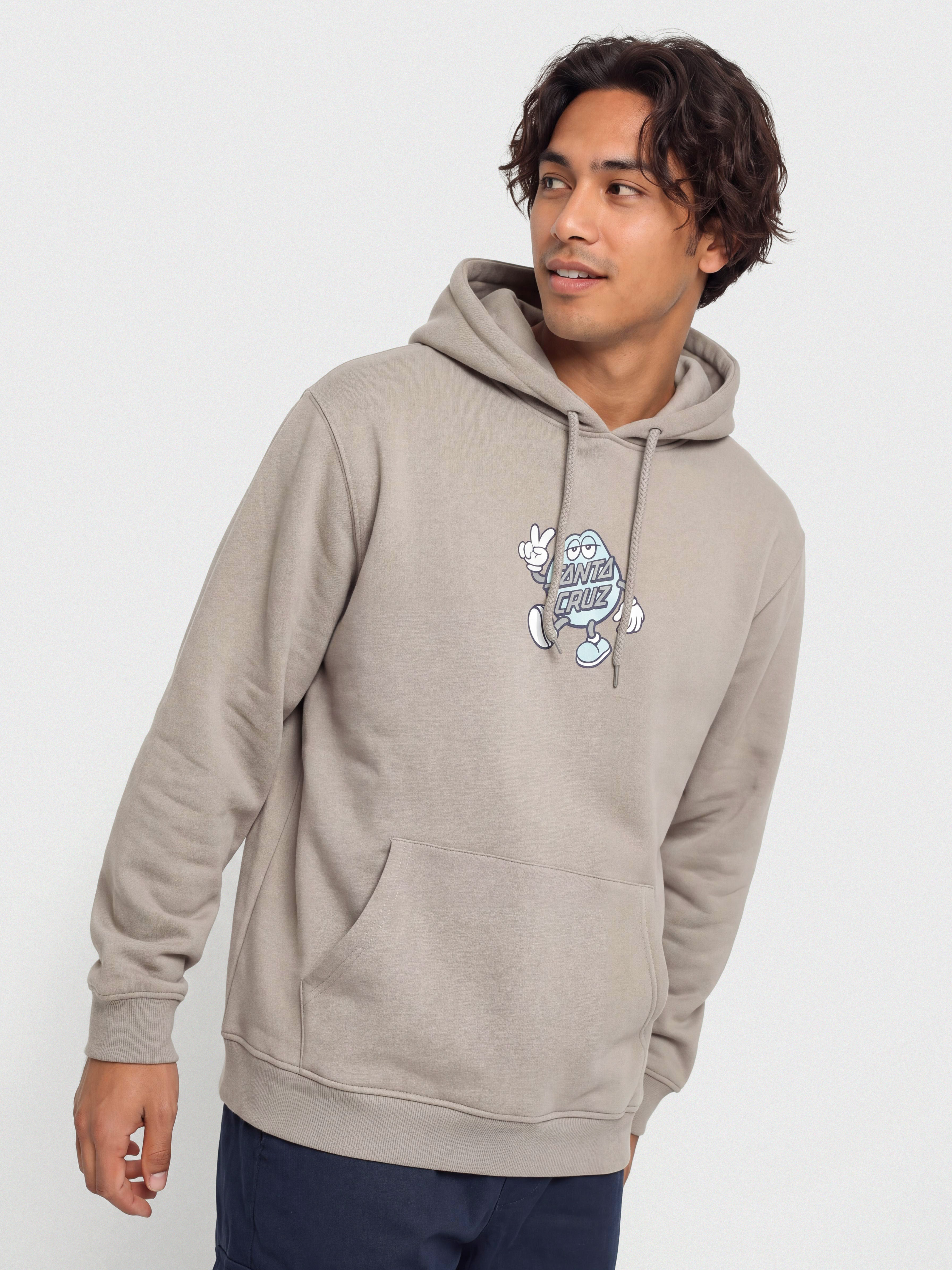 Mikina s kapucí Santa Cruz Dot Guy Front HD (warm grey)