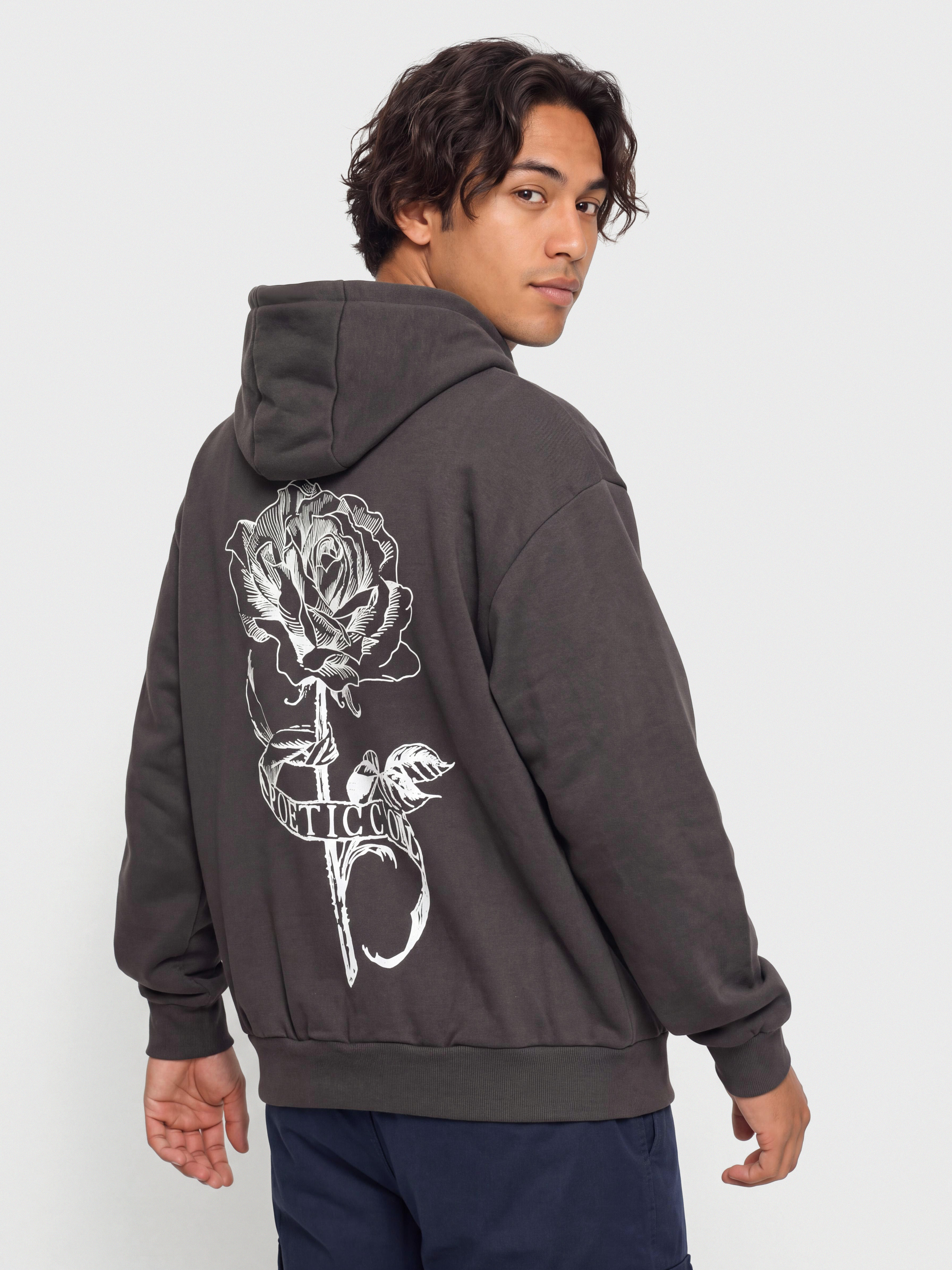 Mikina s kapucí Poetic Collective Thinking About You HD (iron grey)