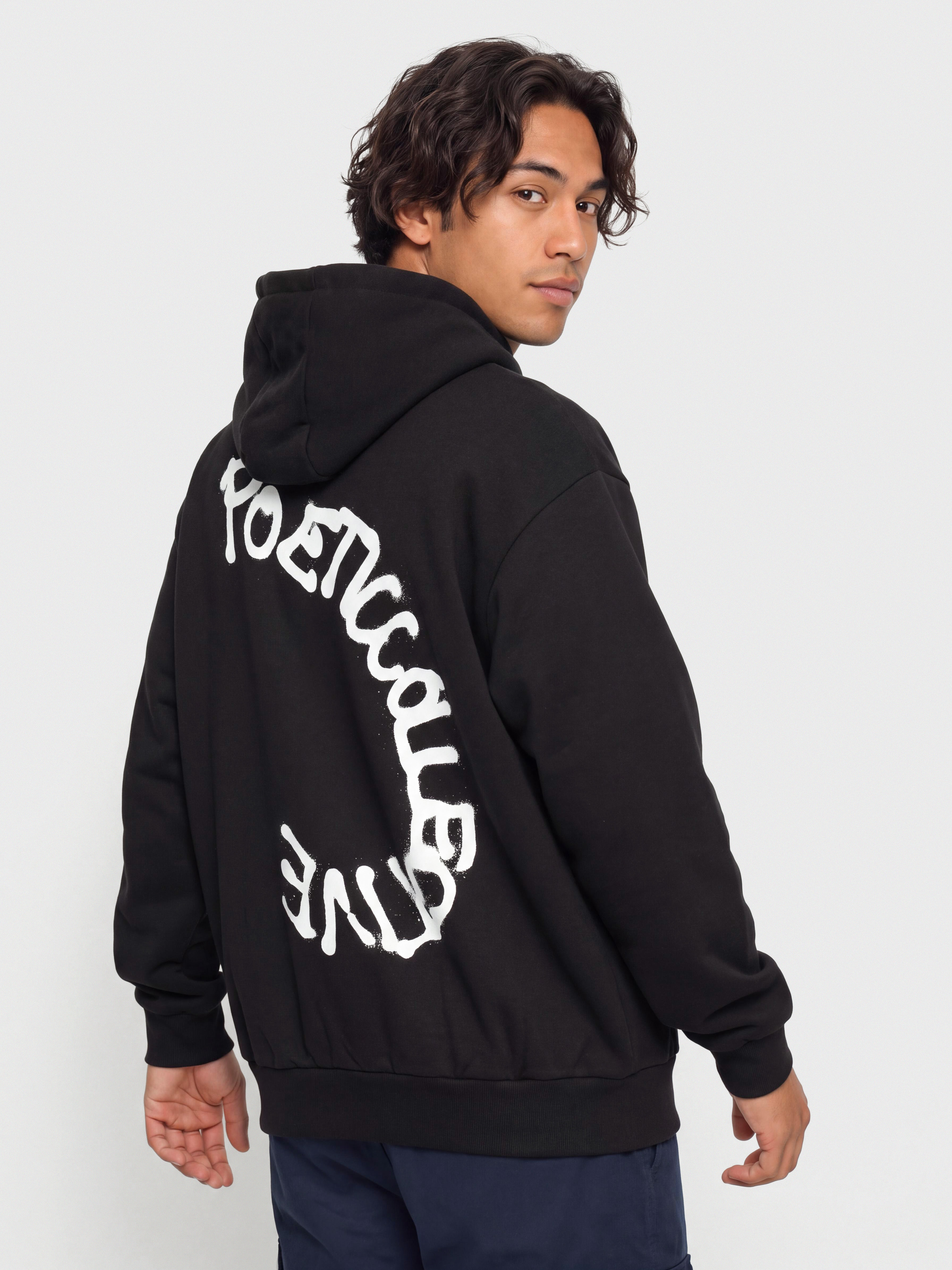 Mikina s kapucí Poetic Collective Spray Text HD (black)
