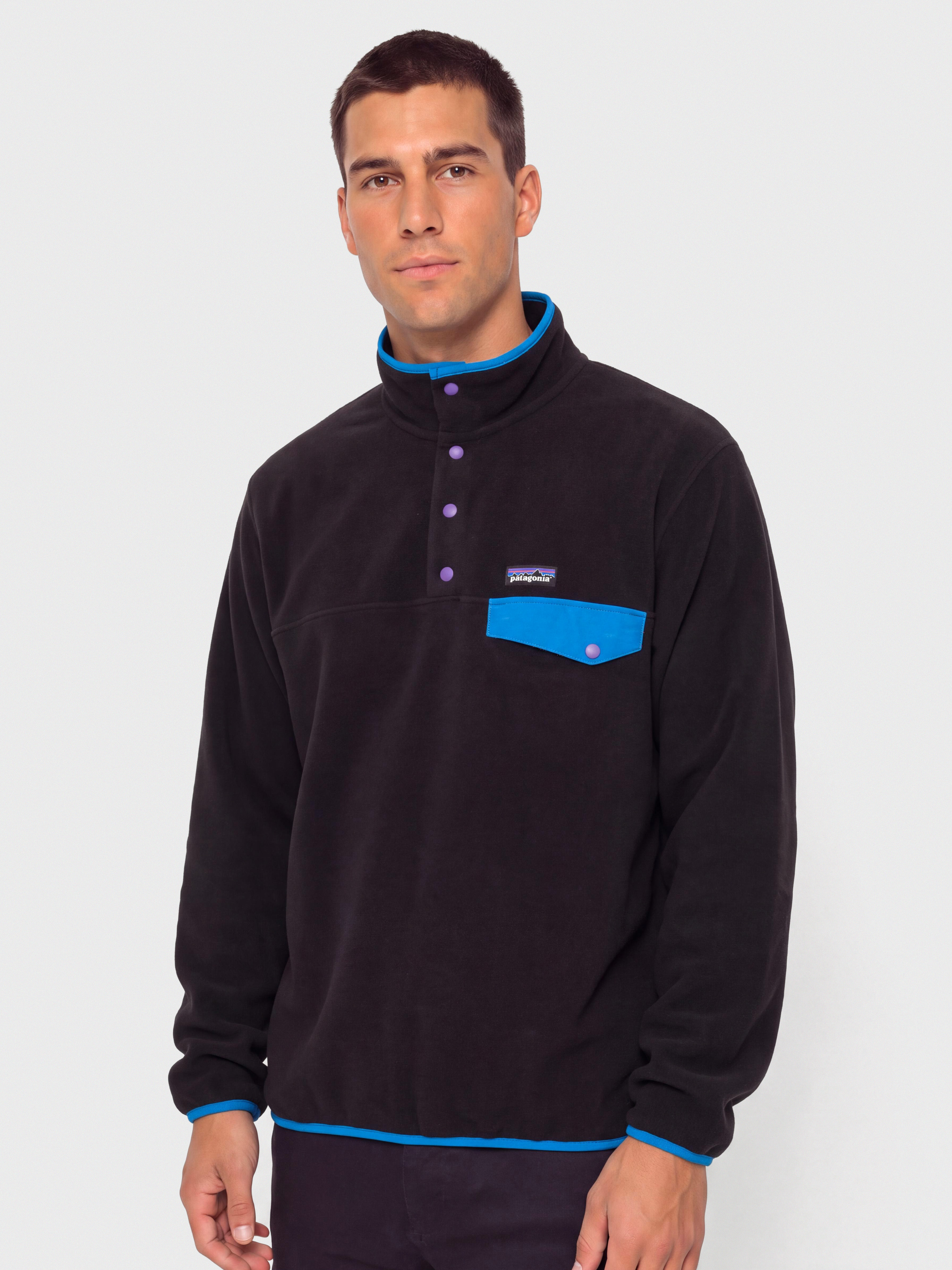 Fleecovu00e1 mikina Patagonia LW Synch Snap T (black w/p6 blue)
