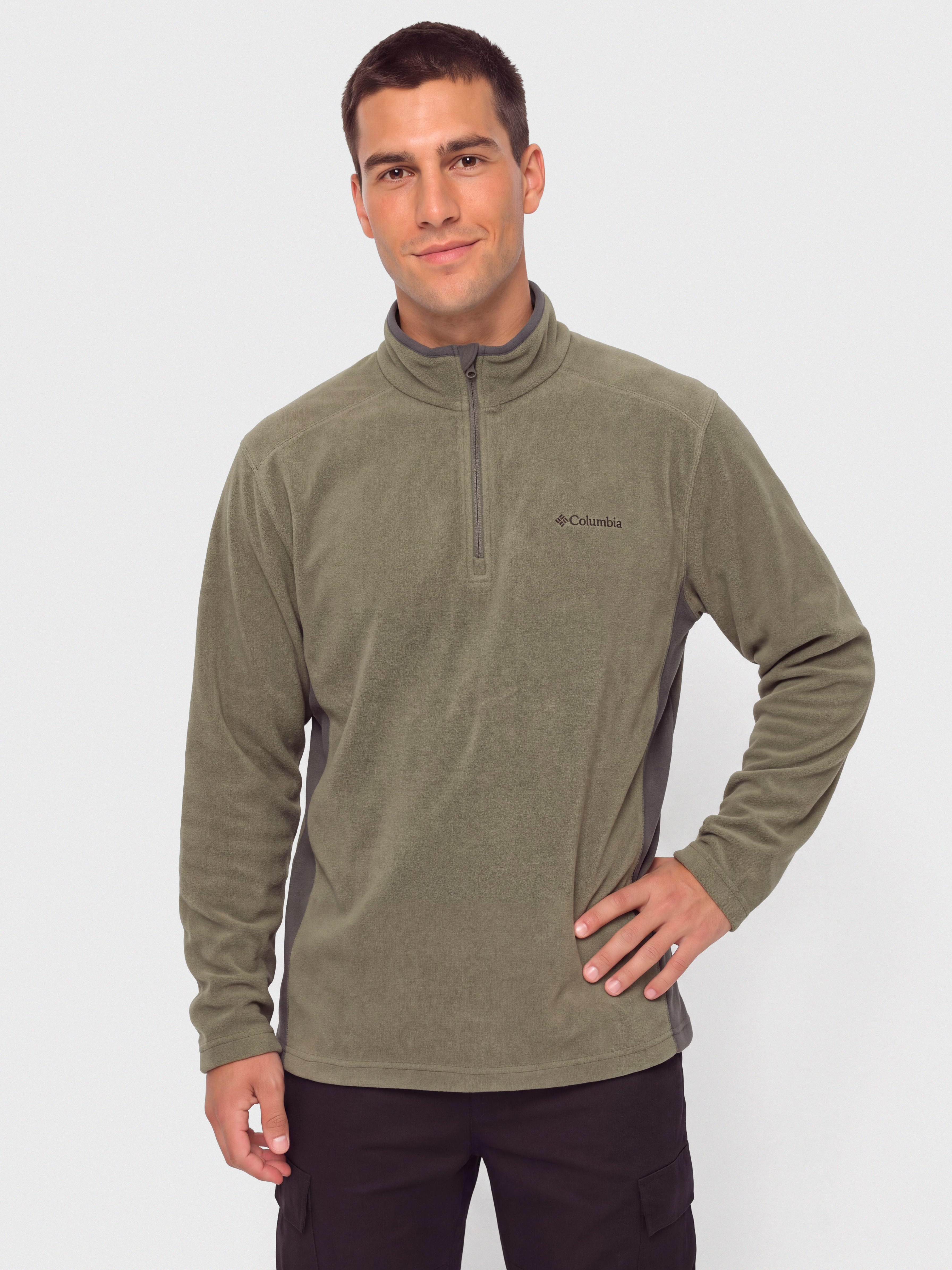 Pánský Fleecová mikina Columbia Klamath Range II Half Zip (stone green/shark)
