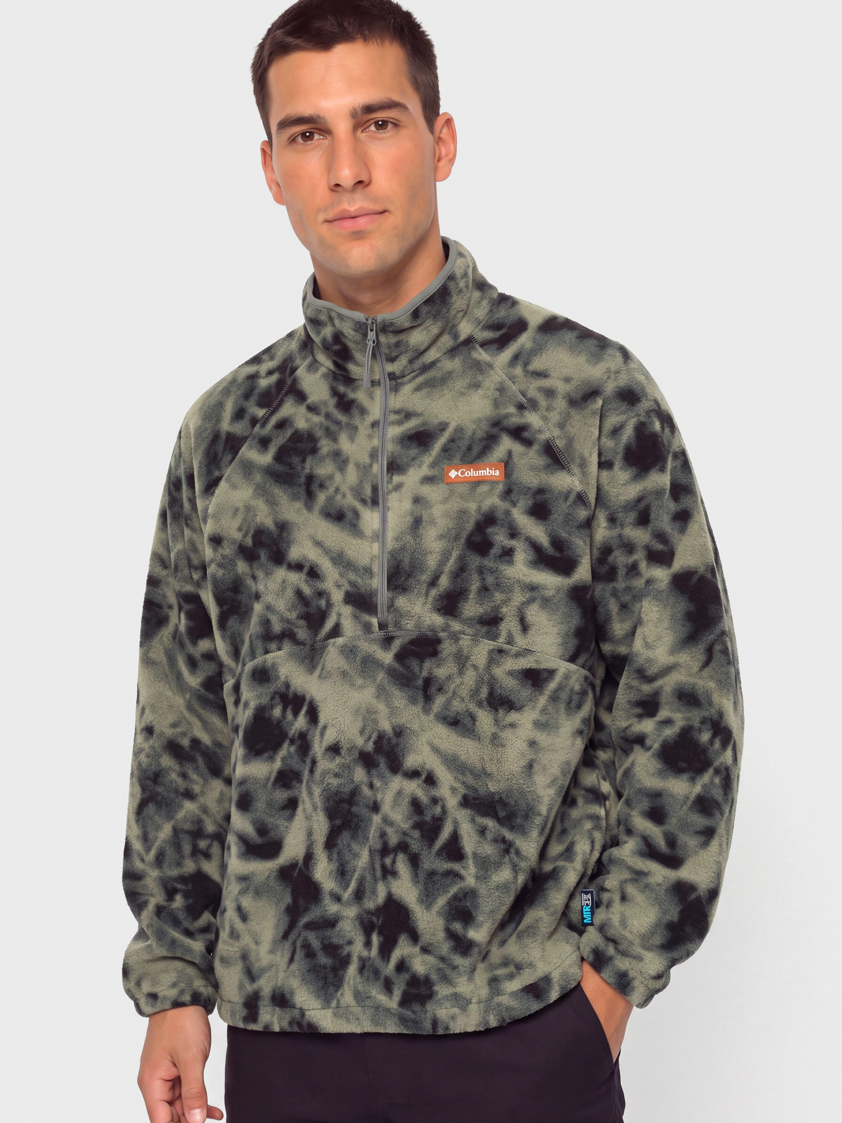 Fleecovu00e1 mikina Columbia Timber Crest MTR Printed Half Zip (sedona sage/icypeaks)