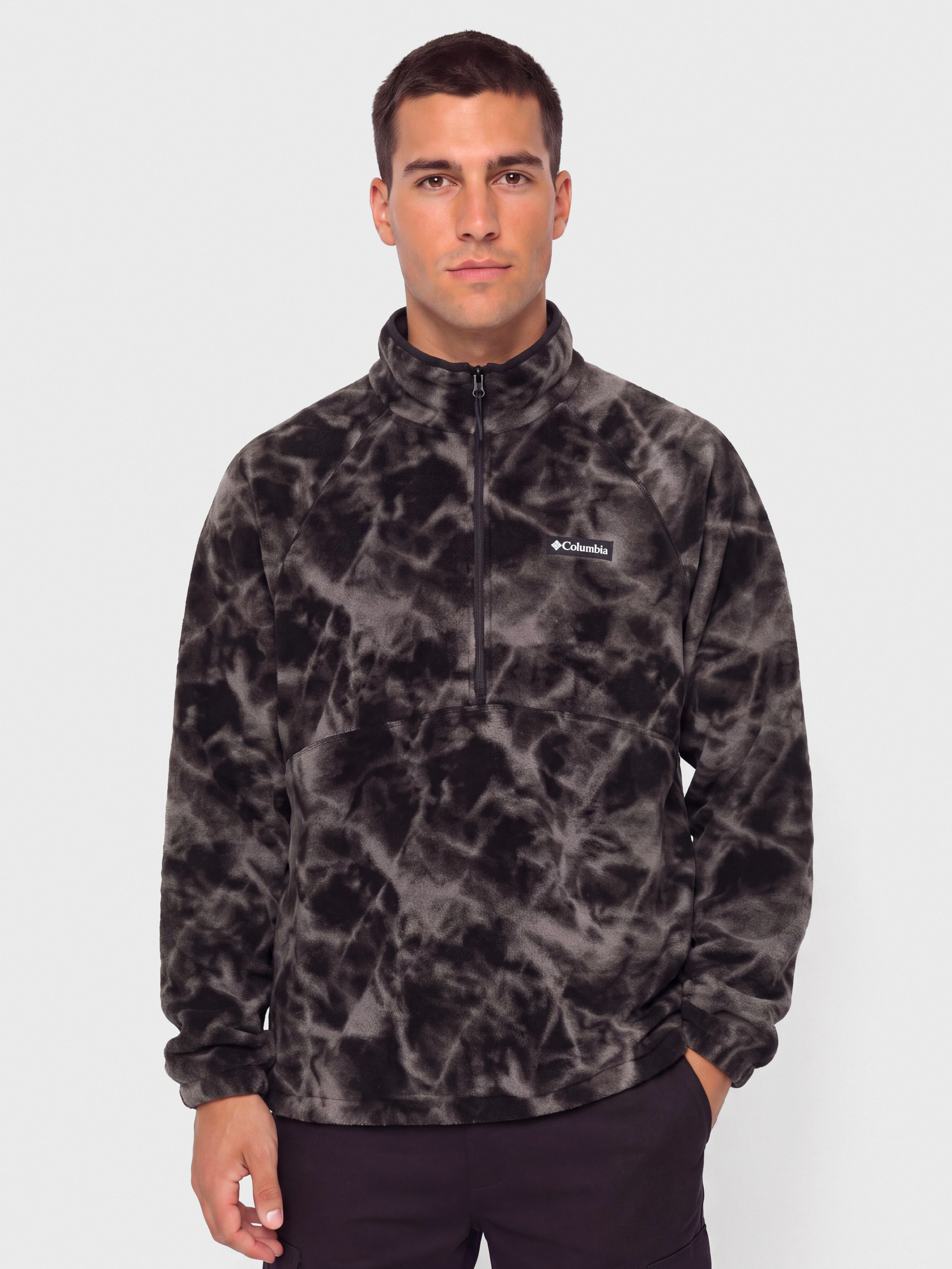 Pánský Fleecová mikina Columbia Timber Crest MTR Printed Half Zip (black/icypeaks)