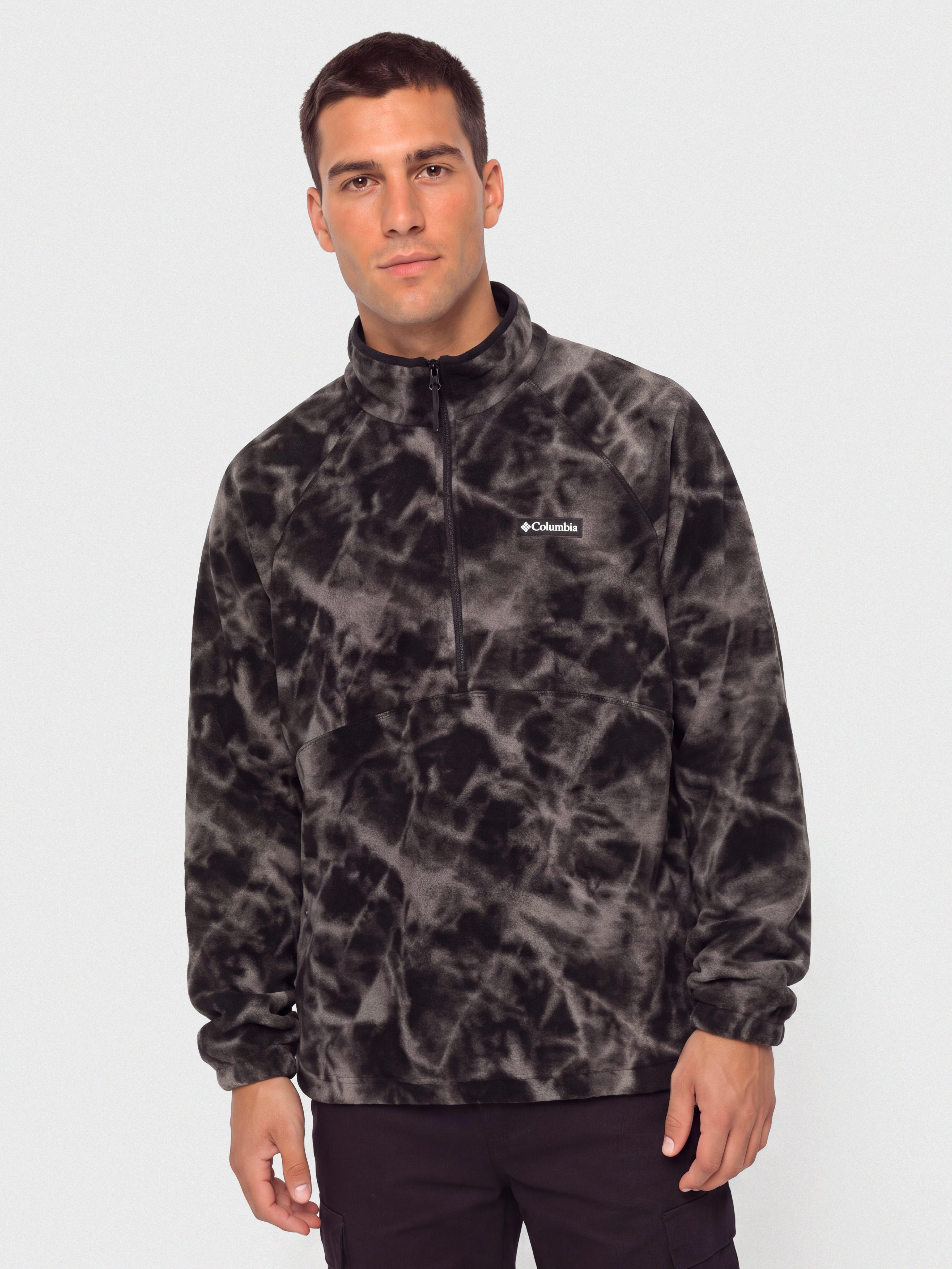 Pánský Fleecová mikina Columbia Timber Crest MTR Printed Half Zip (black/icypeaks)