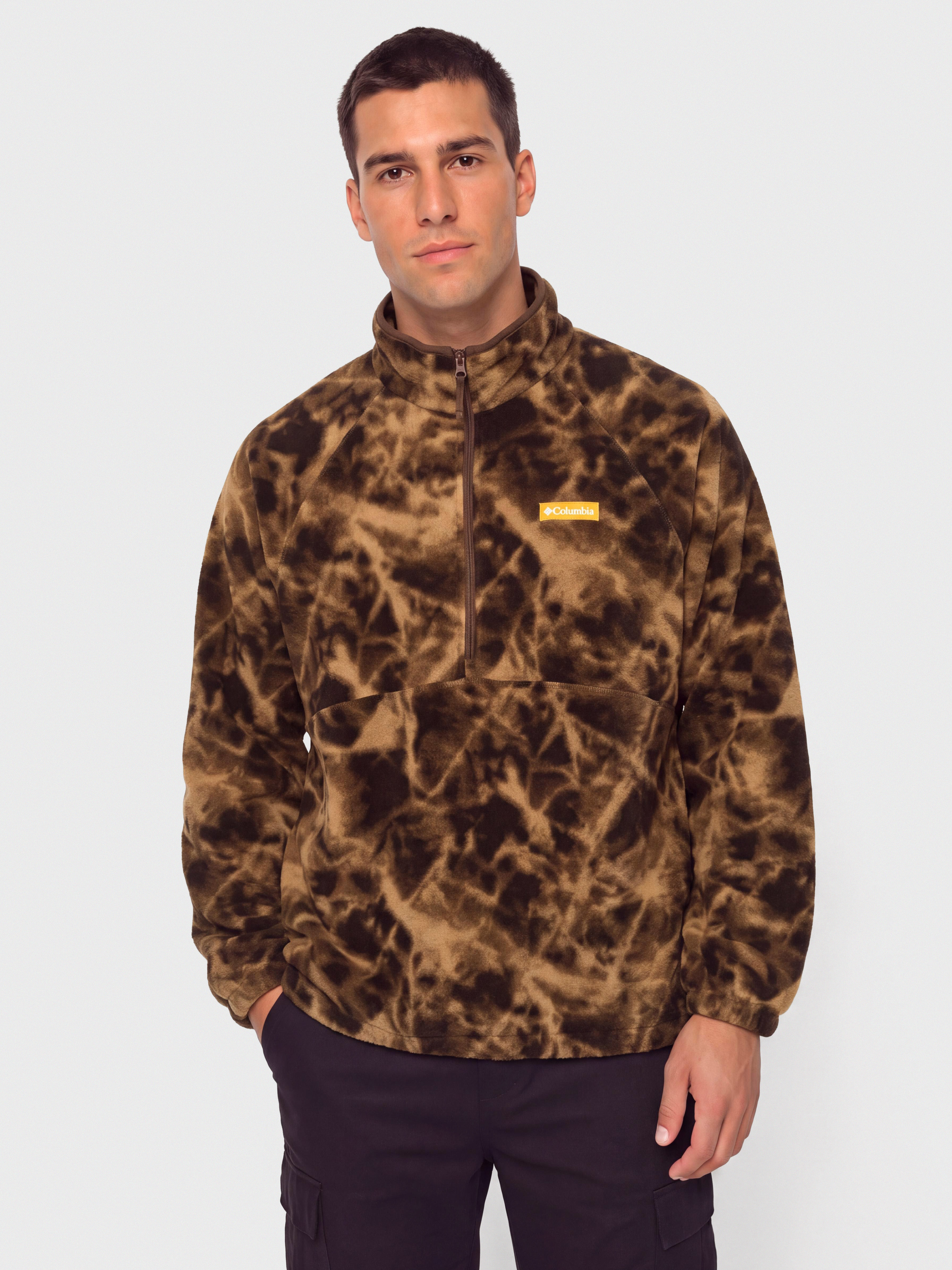 Pánský Fleecová mikina Columbia Timber Crest MTR Printed Half Zip (tobacco/icypeaks)