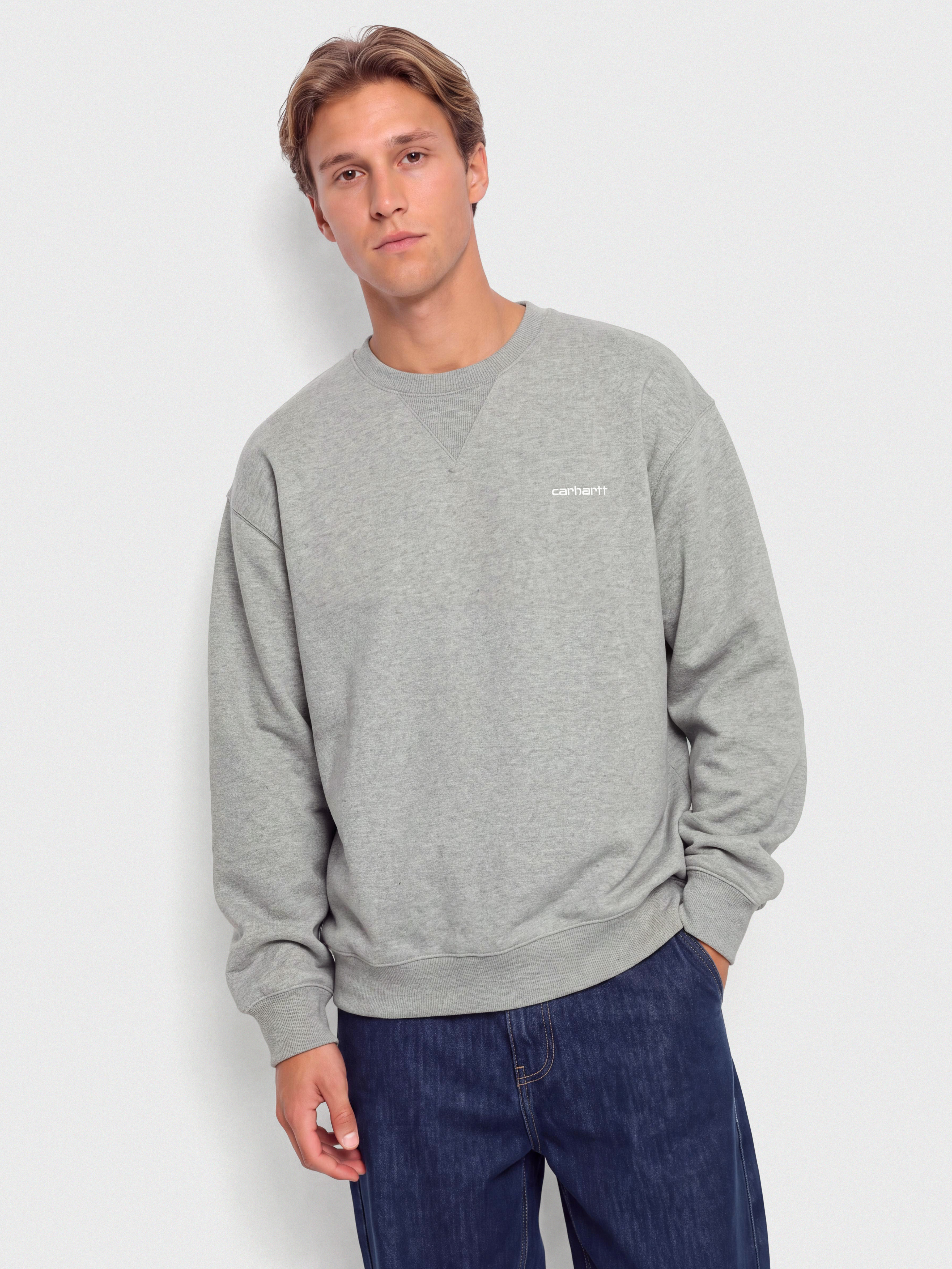 Mikina Carhartt WIP Ebbert (grey heather/white)