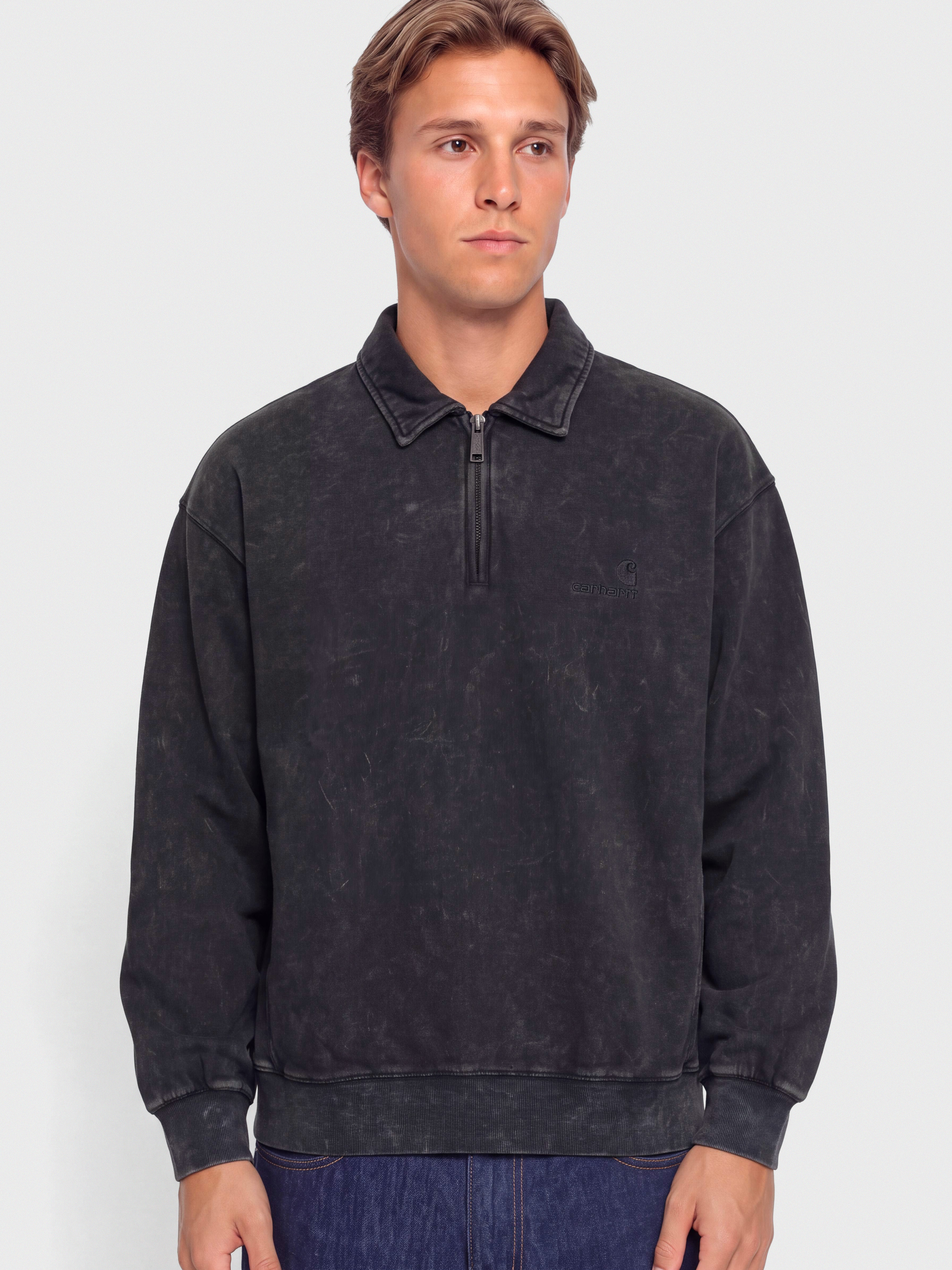 Mikina Carhartt WIP Lambert Polo (black/moon wash)