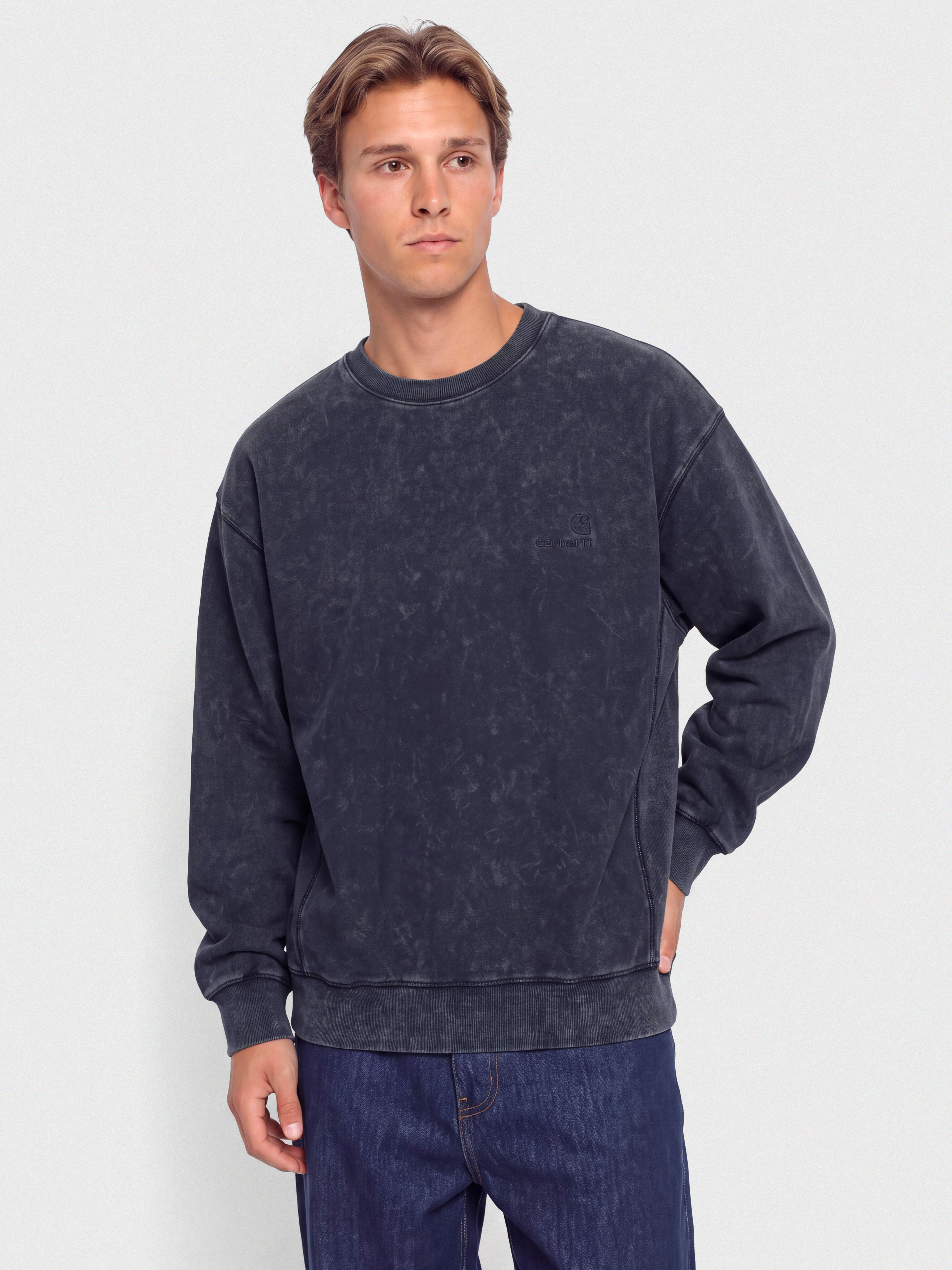 Mikina Carhartt WIP Lambert (dark navy/moon wash)