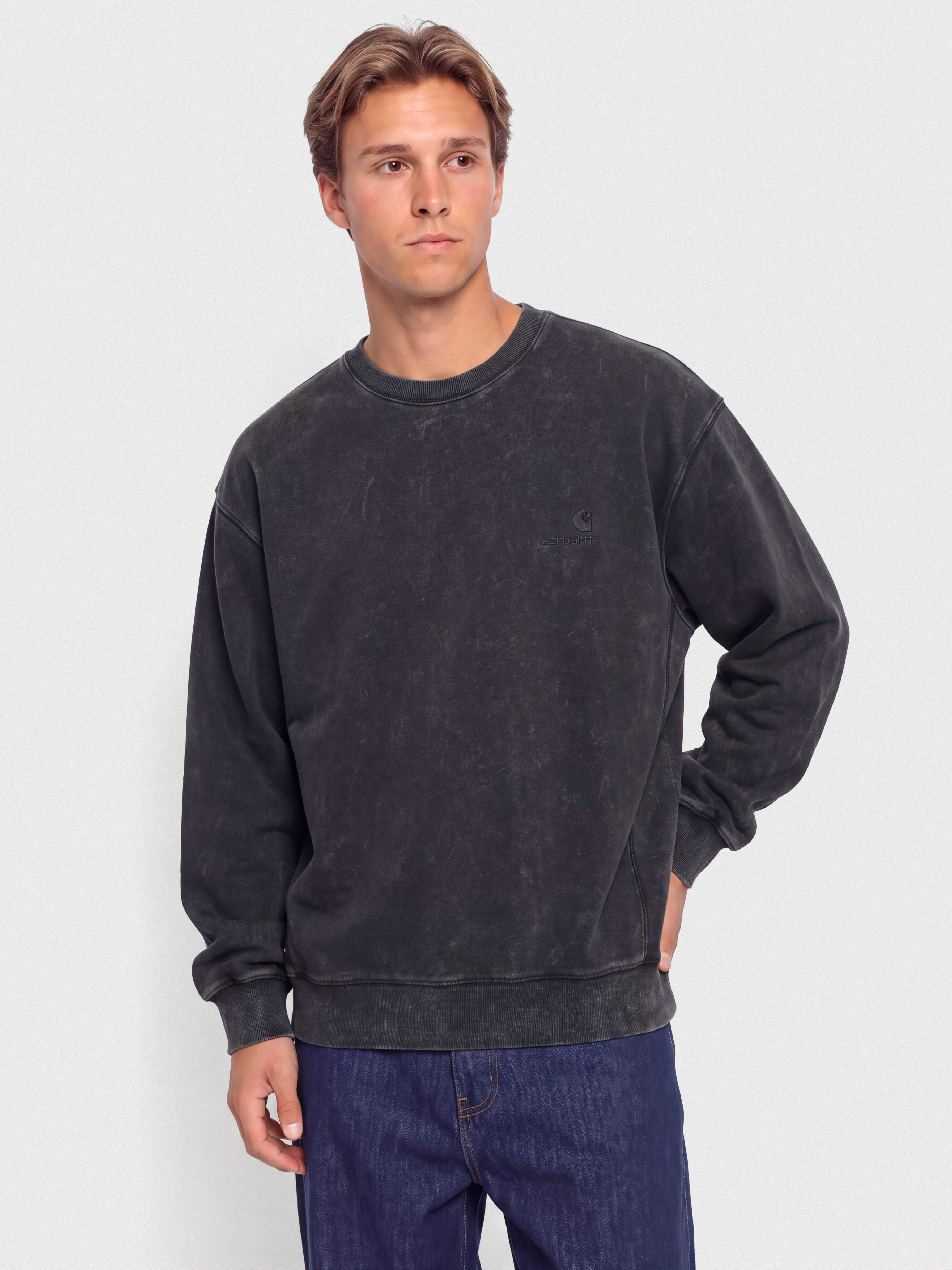 Mikina Carhartt WIP Lambert (black/moon wash)