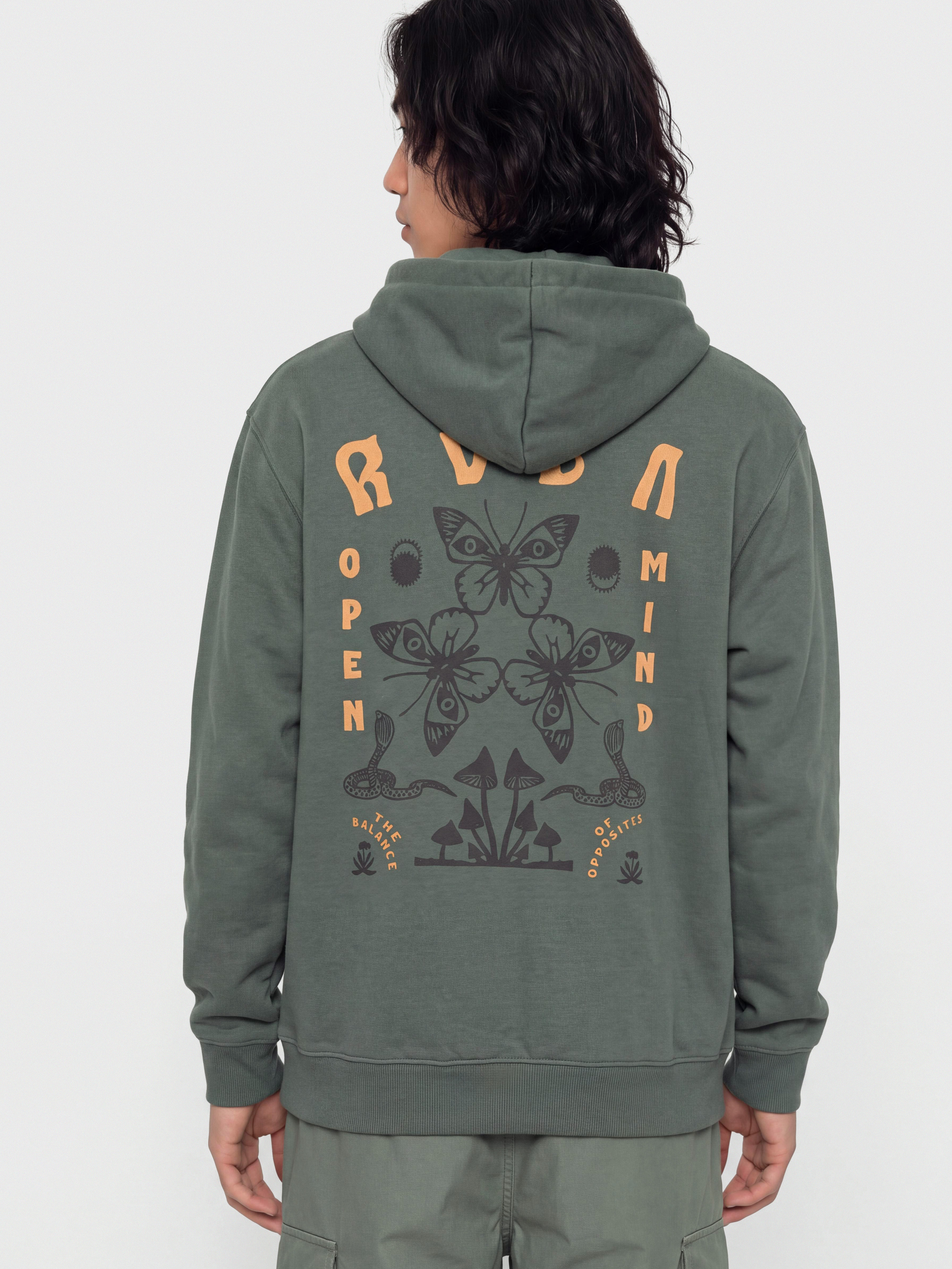Mikina s kapucí RVCA Butterfly Poster HD (balsam green)