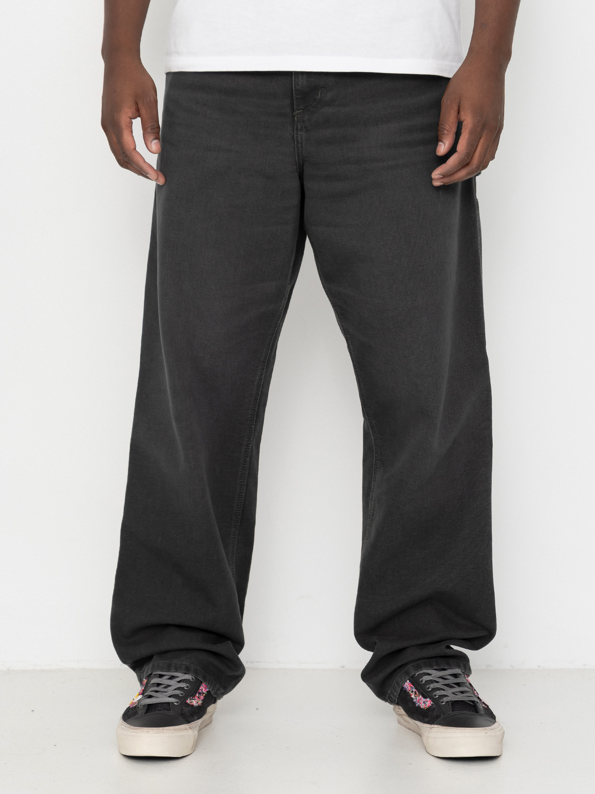 Kalhoty Carhartt WIP Single Knee (raven/stone canvas)