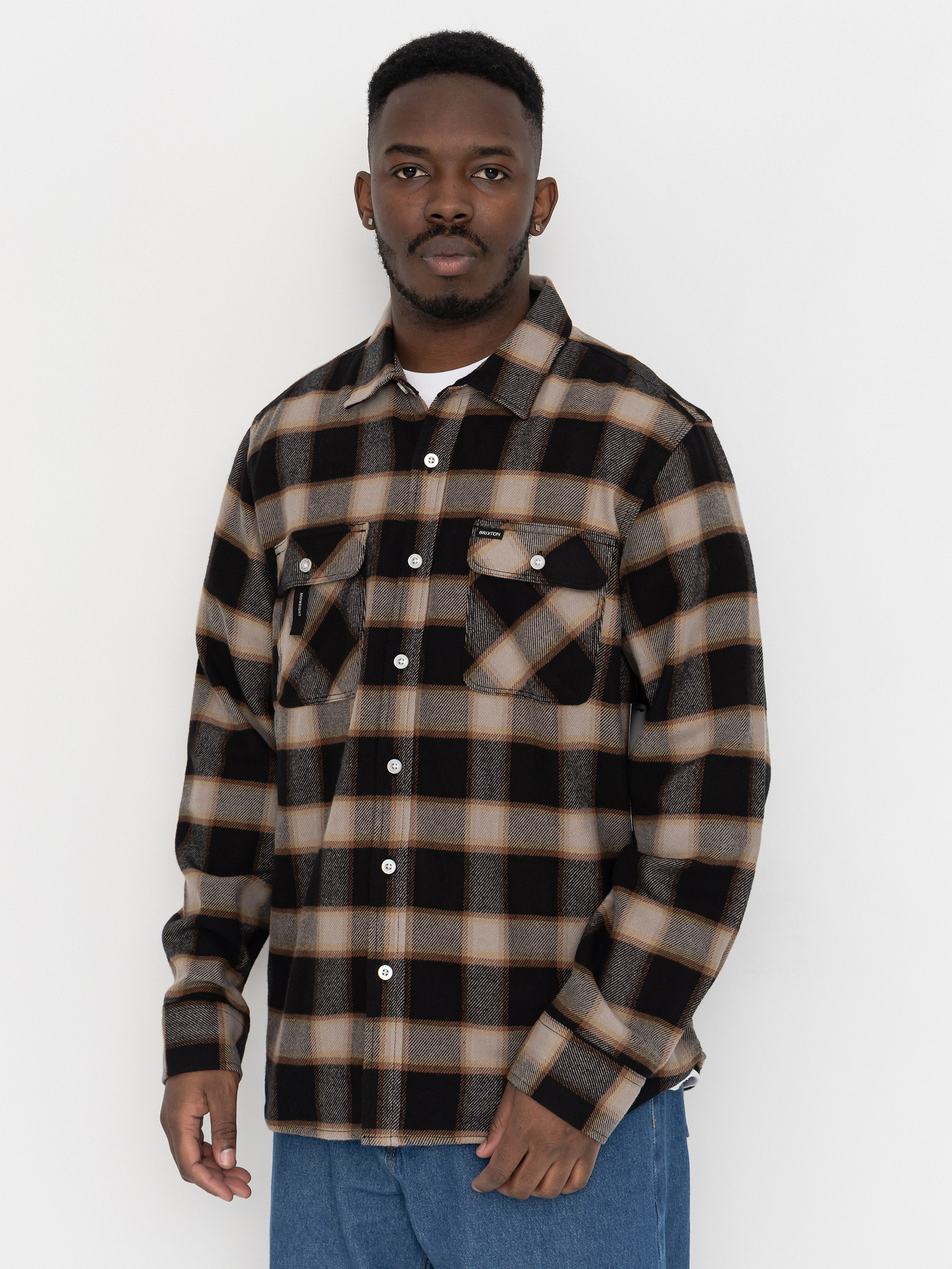 Košile Brixton Bowery Flannel (black/cream)