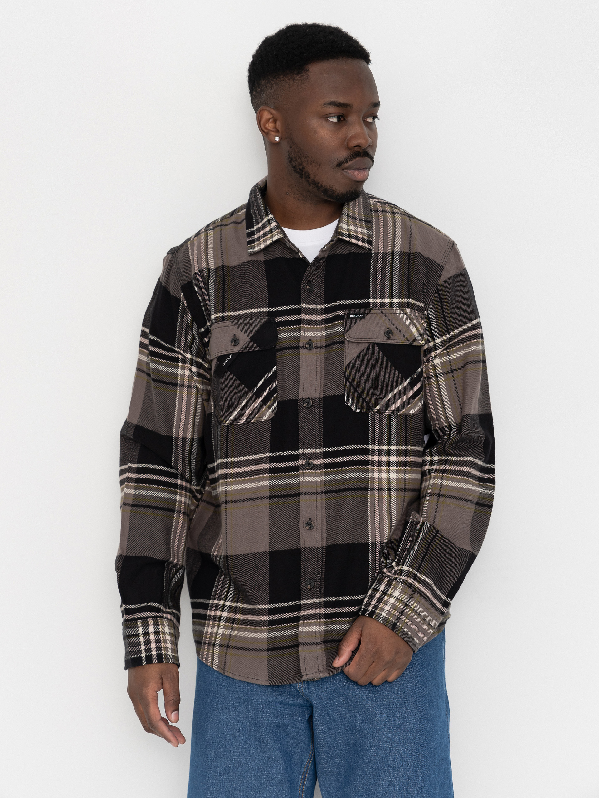 Košile Brixton Bowery Flannel Ls (black/multi)