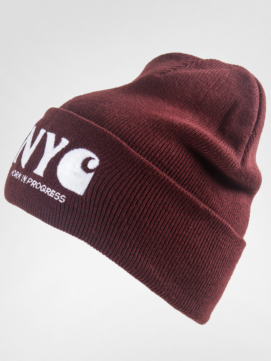 Čepice Carhartt NYC Beanie (bordeaux/white)