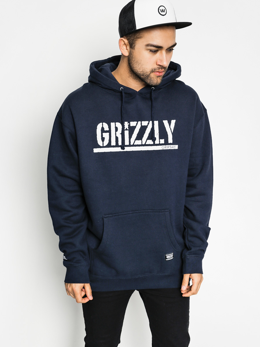 Mikina s kapucí Diamond Grizzly Rough Stamp HD (navy)