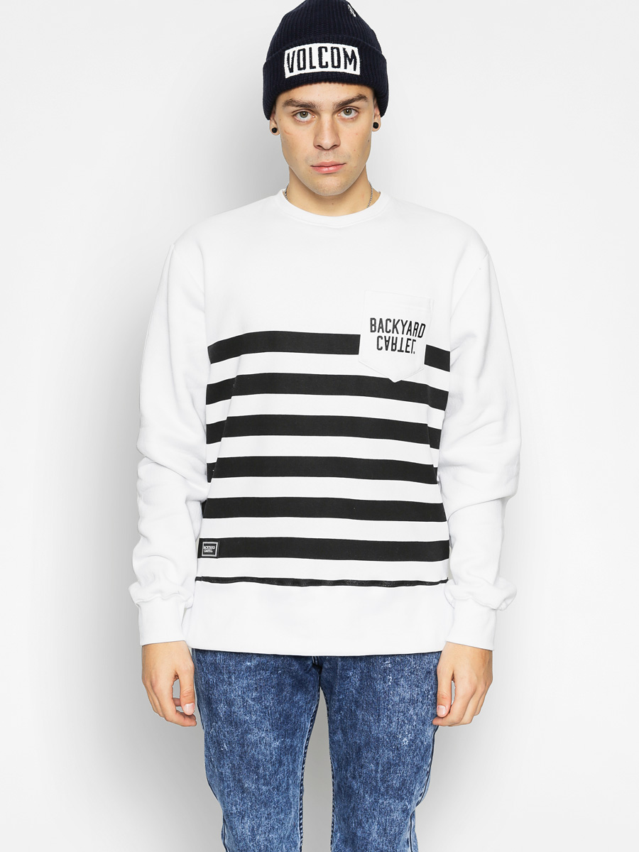 Mikina Backyard Cartel Half Stripes Pocket (white)