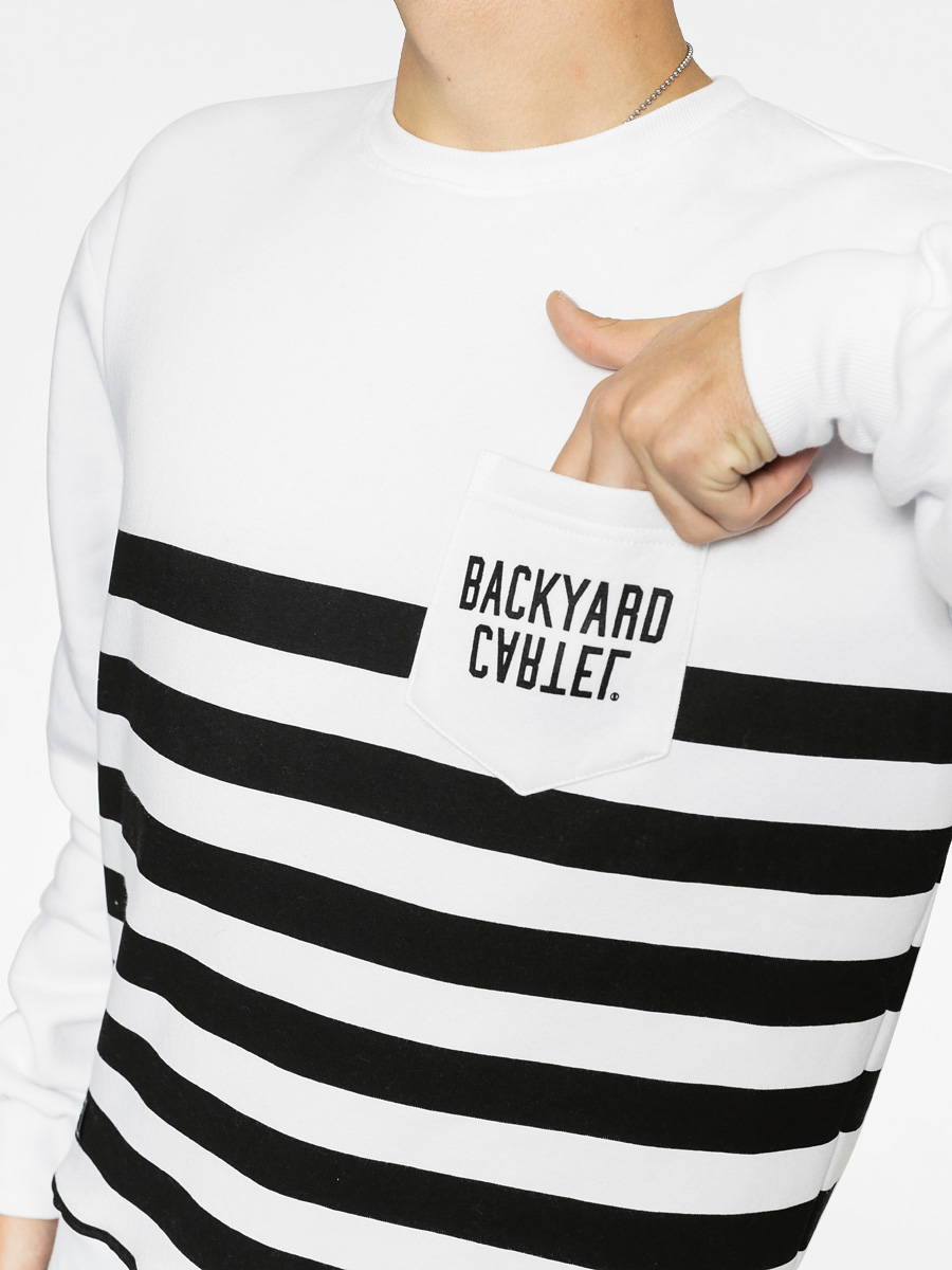 Mikina Backyard Cartel Half Stripes Pocket (white)