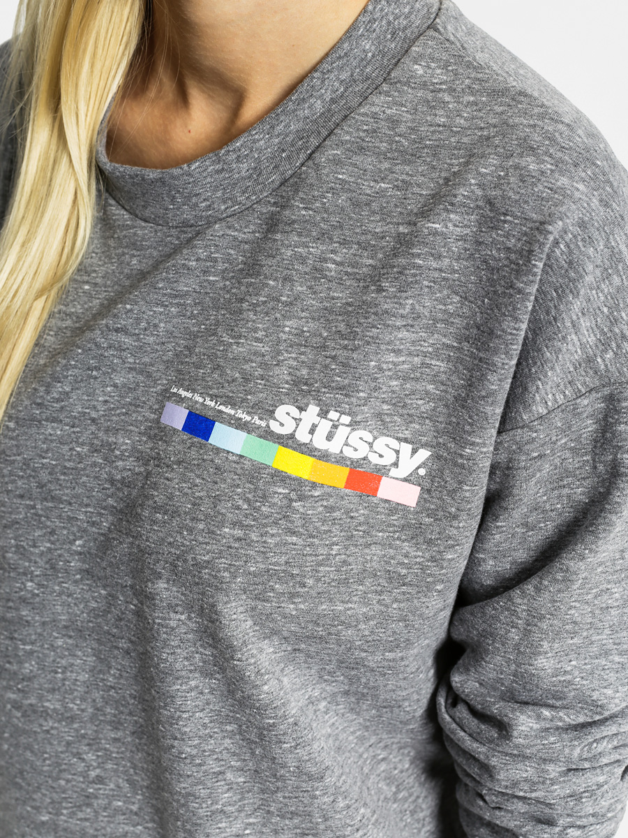 Stussy Mikina Color Bar Classic Crew Wmn (grey heather)