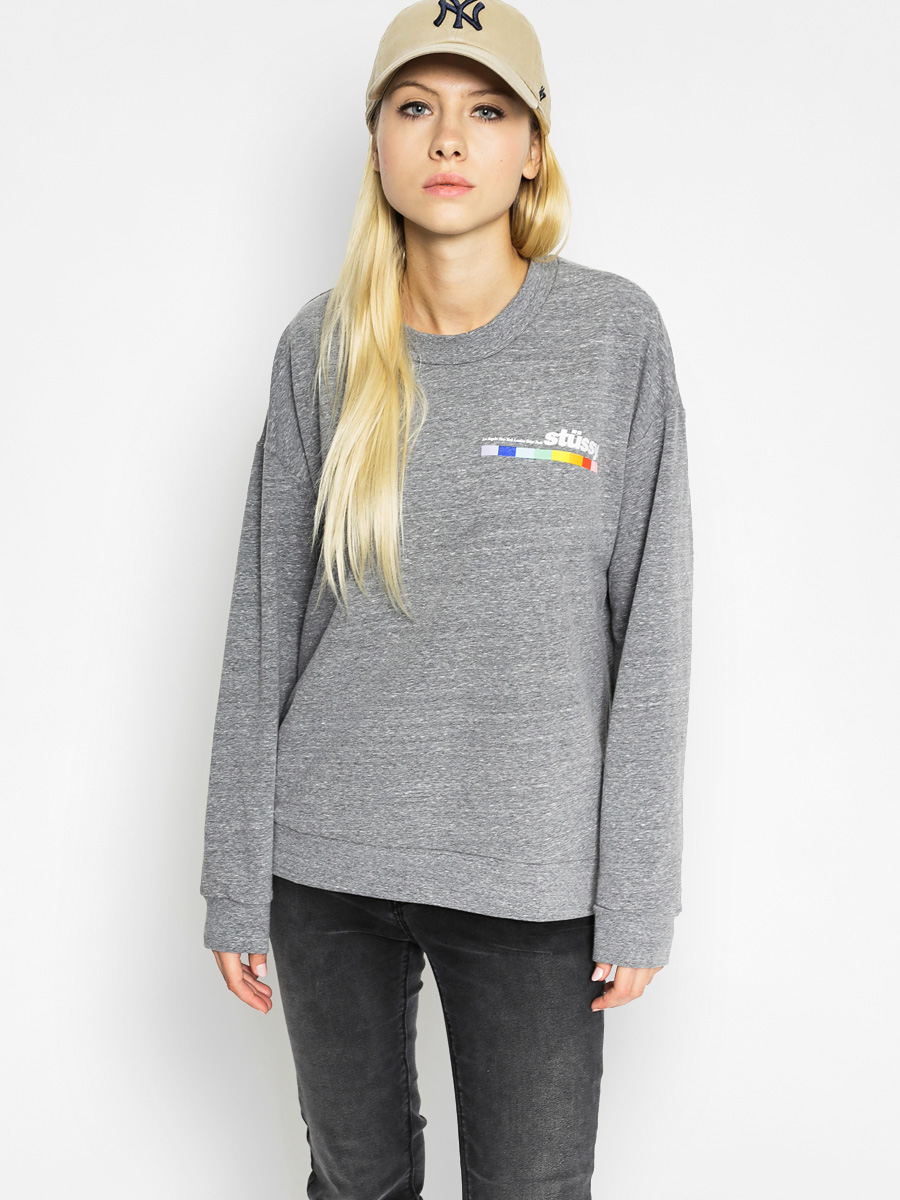 Stussy Mikina Color Bar Classic Crew Wmn (grey heather)