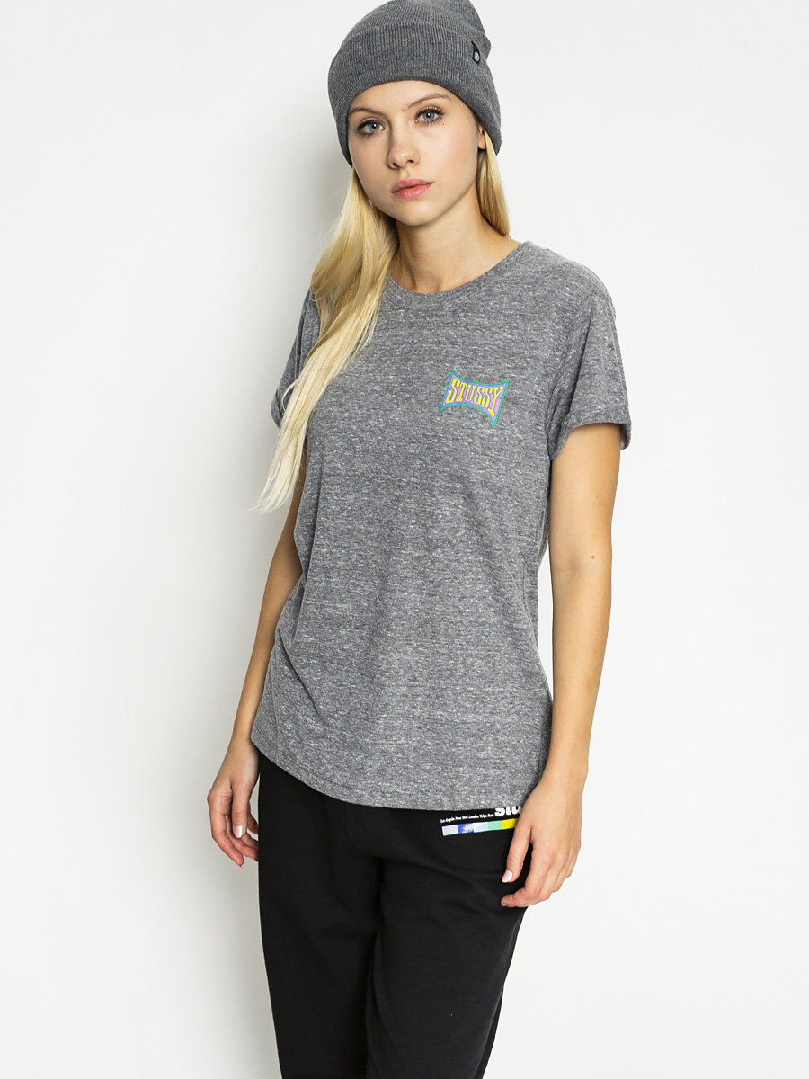 Tričko Stussy Old Skool Cuff Wmn (grey heather)