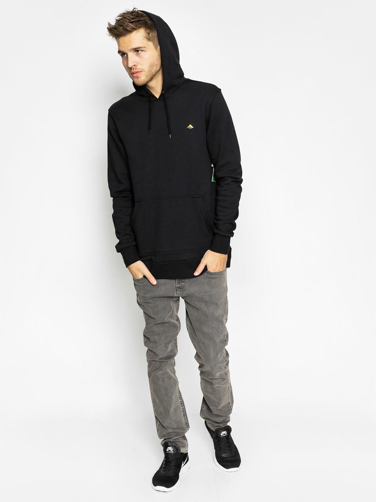 Mikina s kapucí Emerica Triangle 2 HD (black/gold)