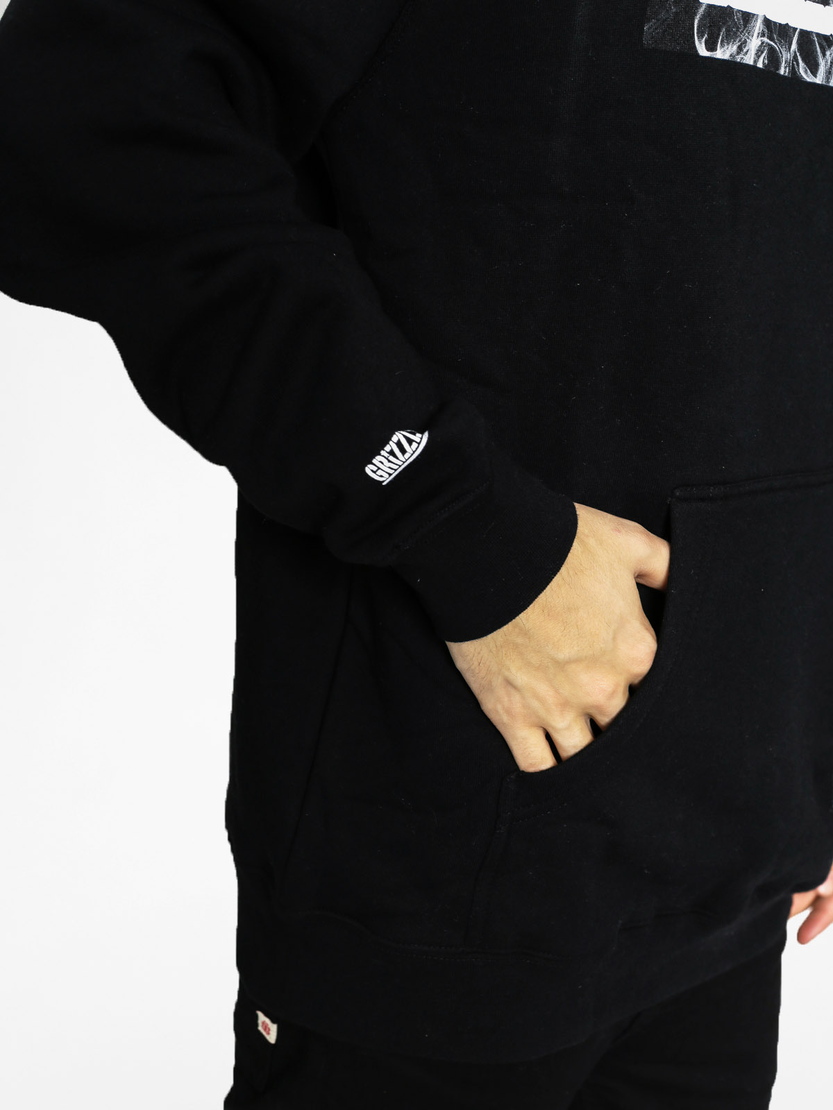 Mikina s kapucí Grizzly Griptape Hot Box Logo Stamp HD (black)