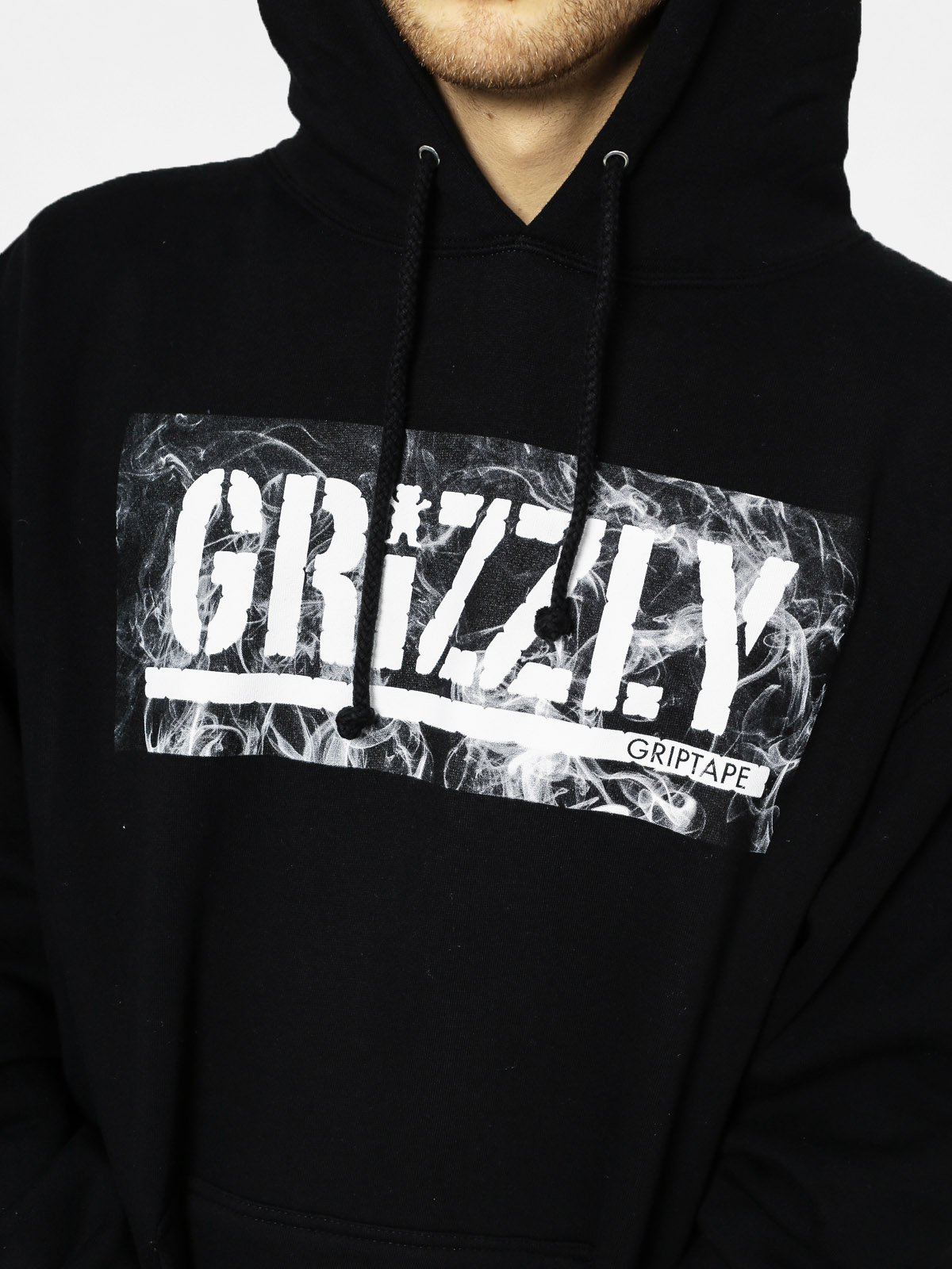 Mikina s kapucí Grizzly Griptape Hot Box Logo Stamp HD (black)