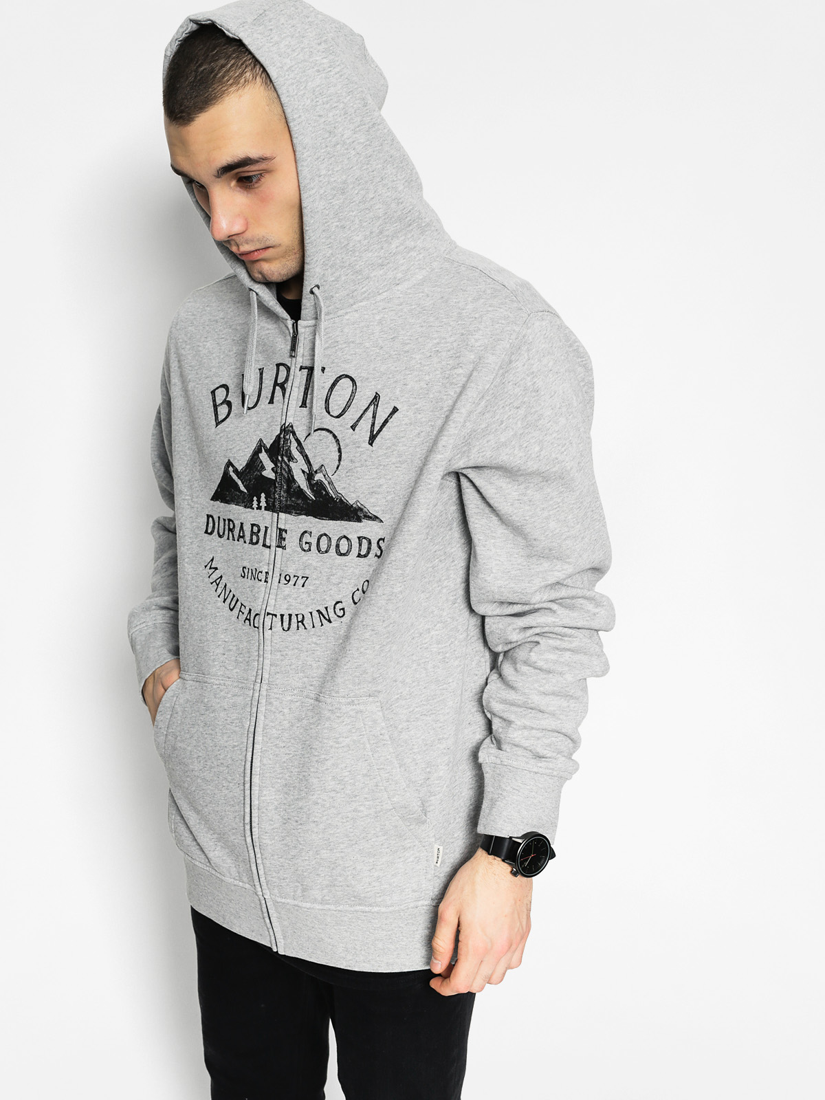 Burton Mikina s kapucí Overlook Fz ZHD (gray heather)